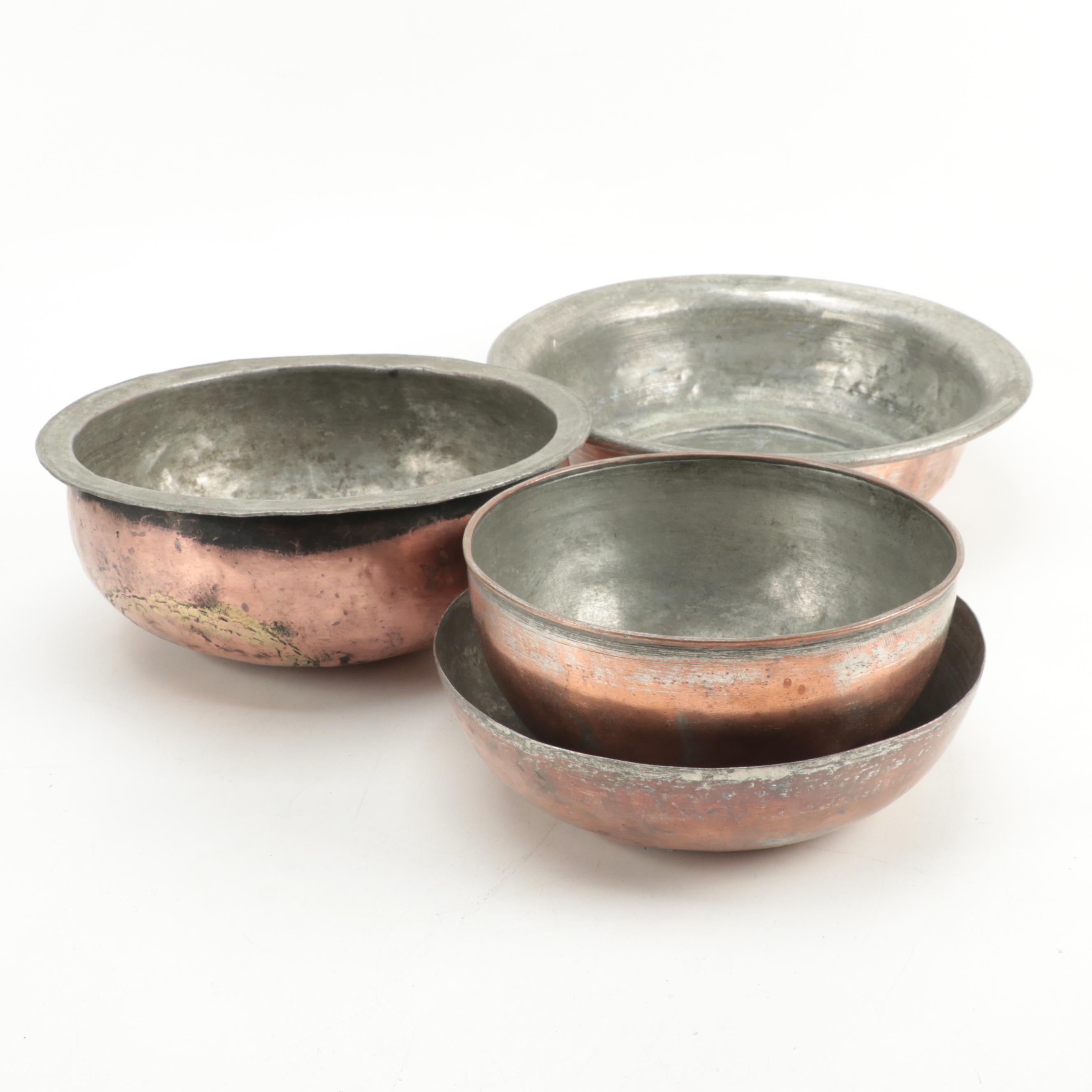 Indian Copper Bowls with Tin Lining