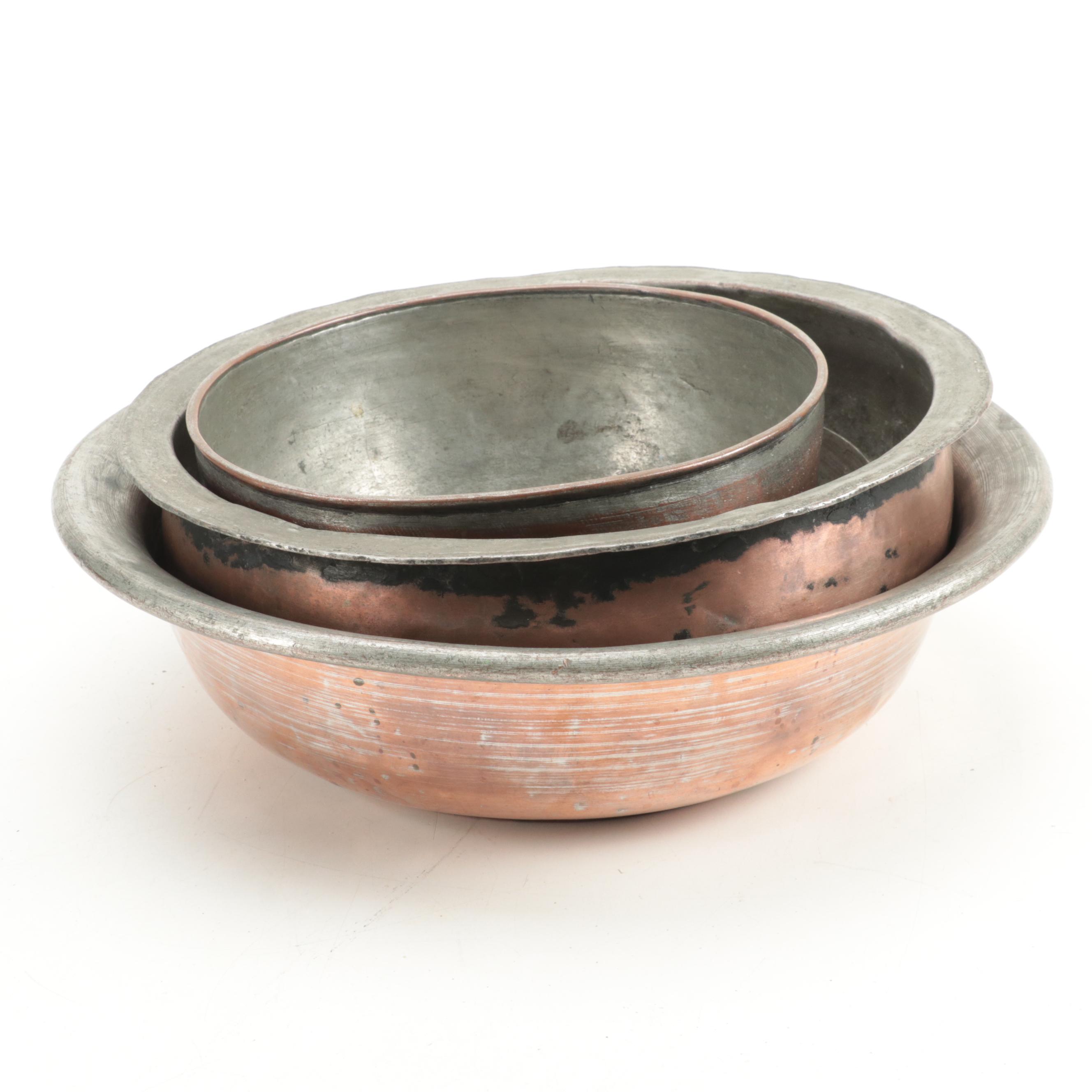 Indian Copper Bowls with Tin Lining
