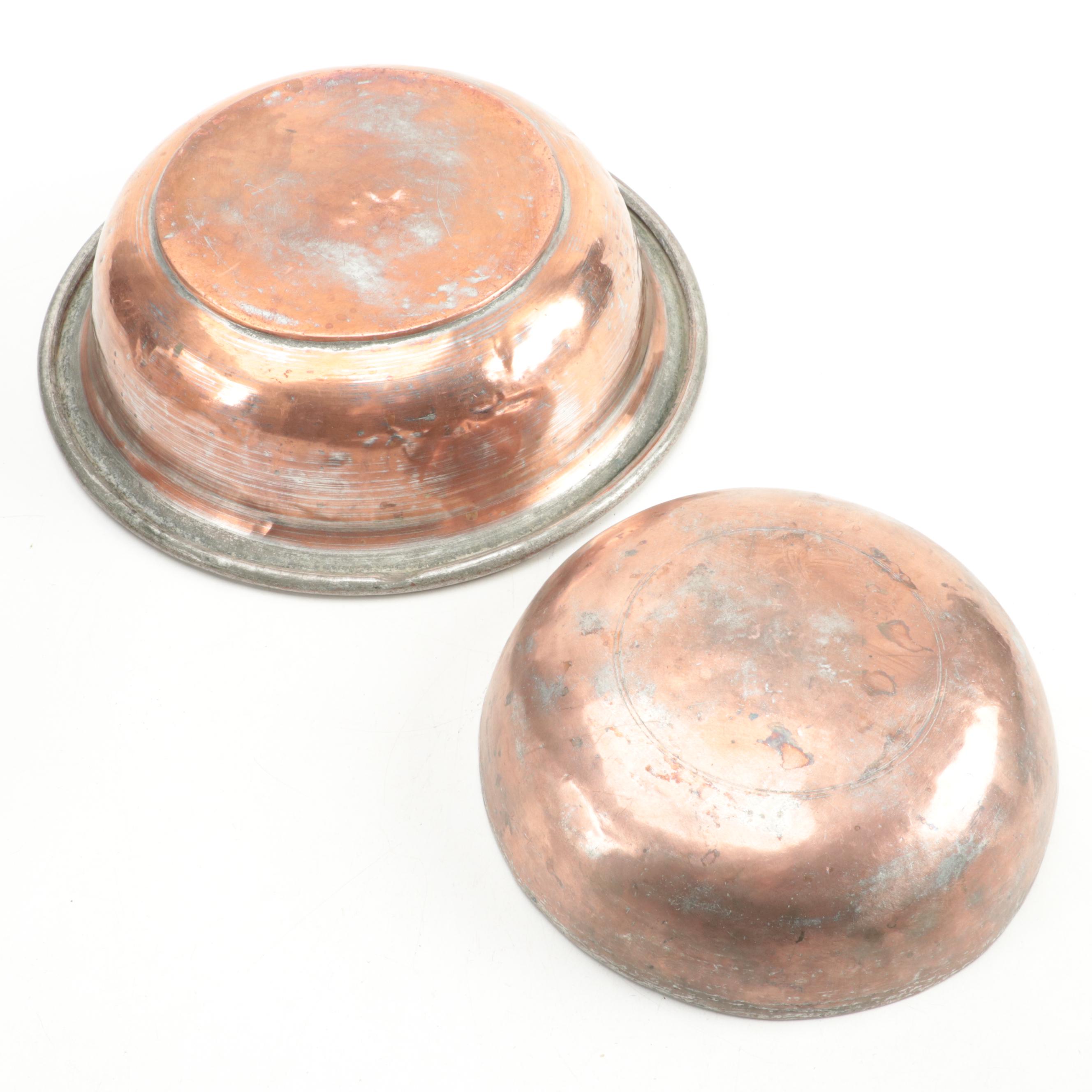 Indian Copper Bowls with Tin Lining