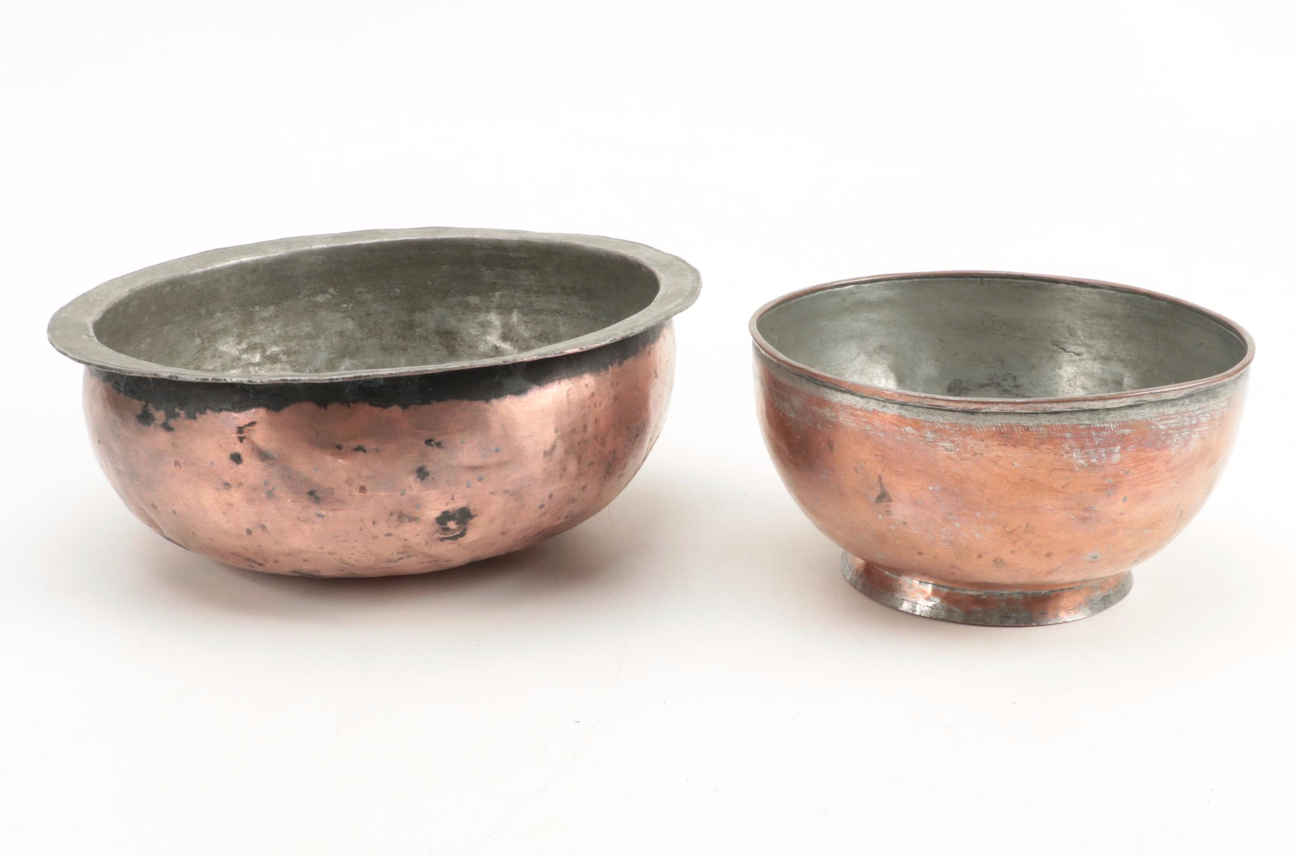 Indian Copper Bowls with Tin Lining