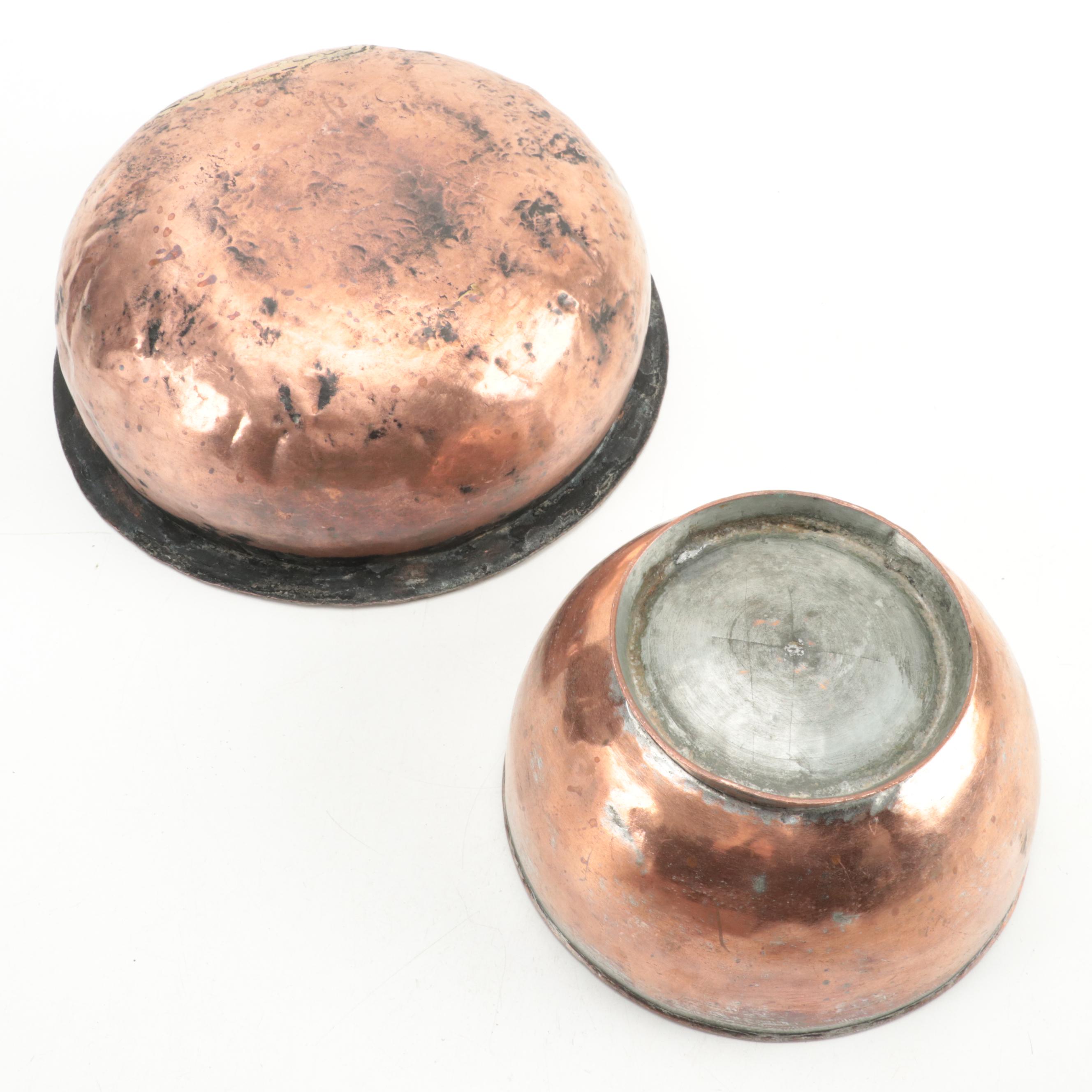 Indian Copper Bowls with Tin Lining