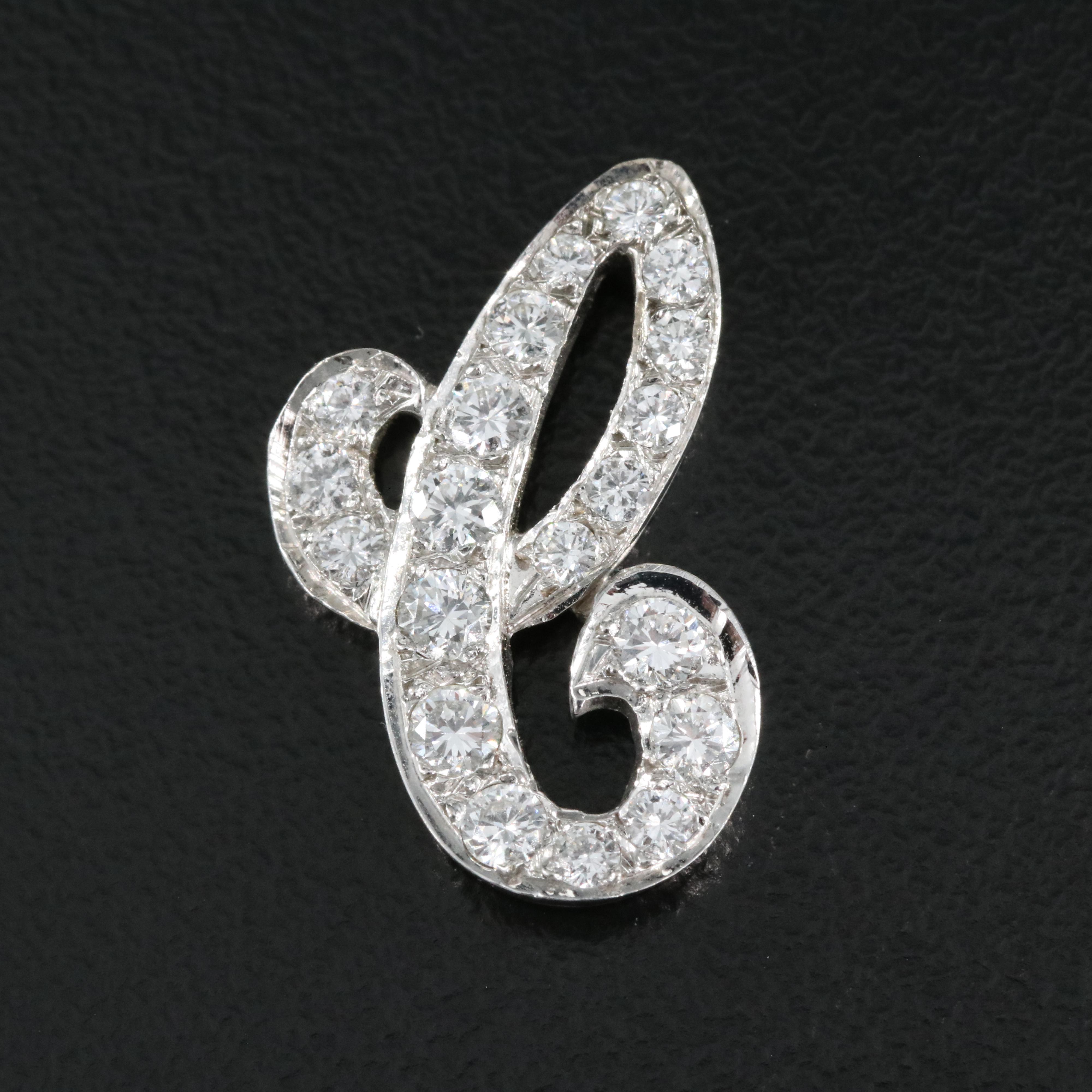 14K 0.95 CTW Diamond "C" Pendant