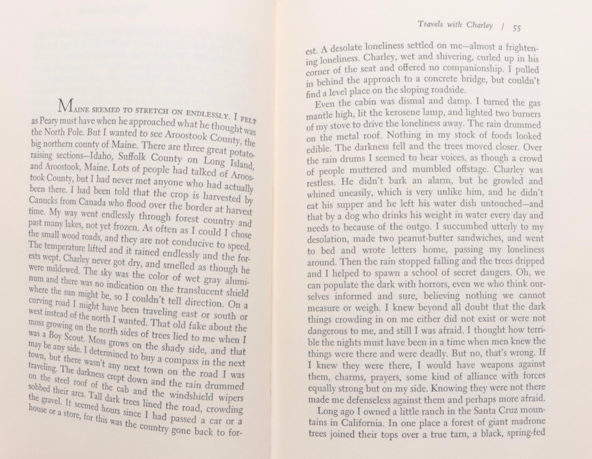 Book Club Edition "Travels with Charley" by John Steinbeck, 1962