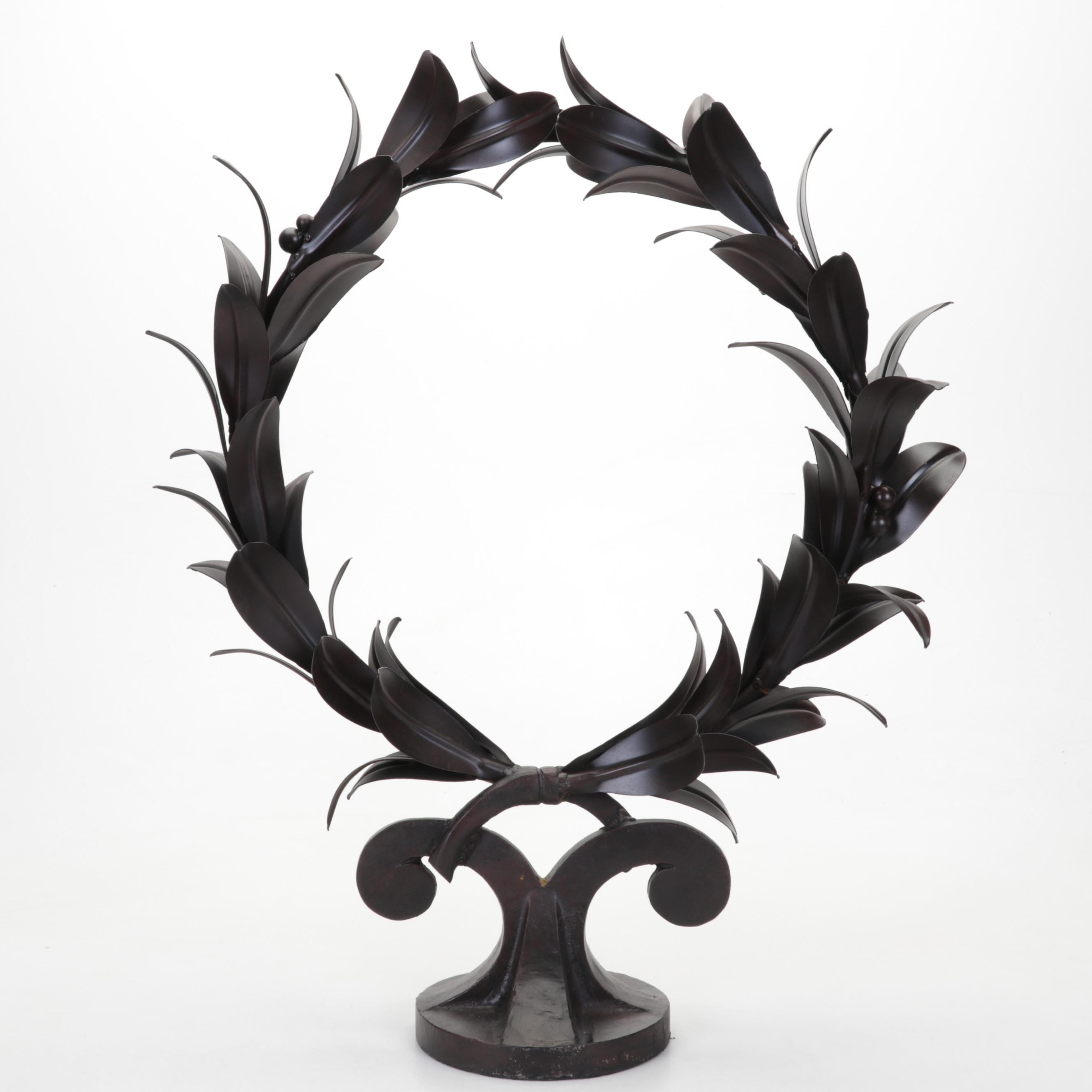 Iron and Metal Bronze Tone Tabletop Wreath Centerpiece