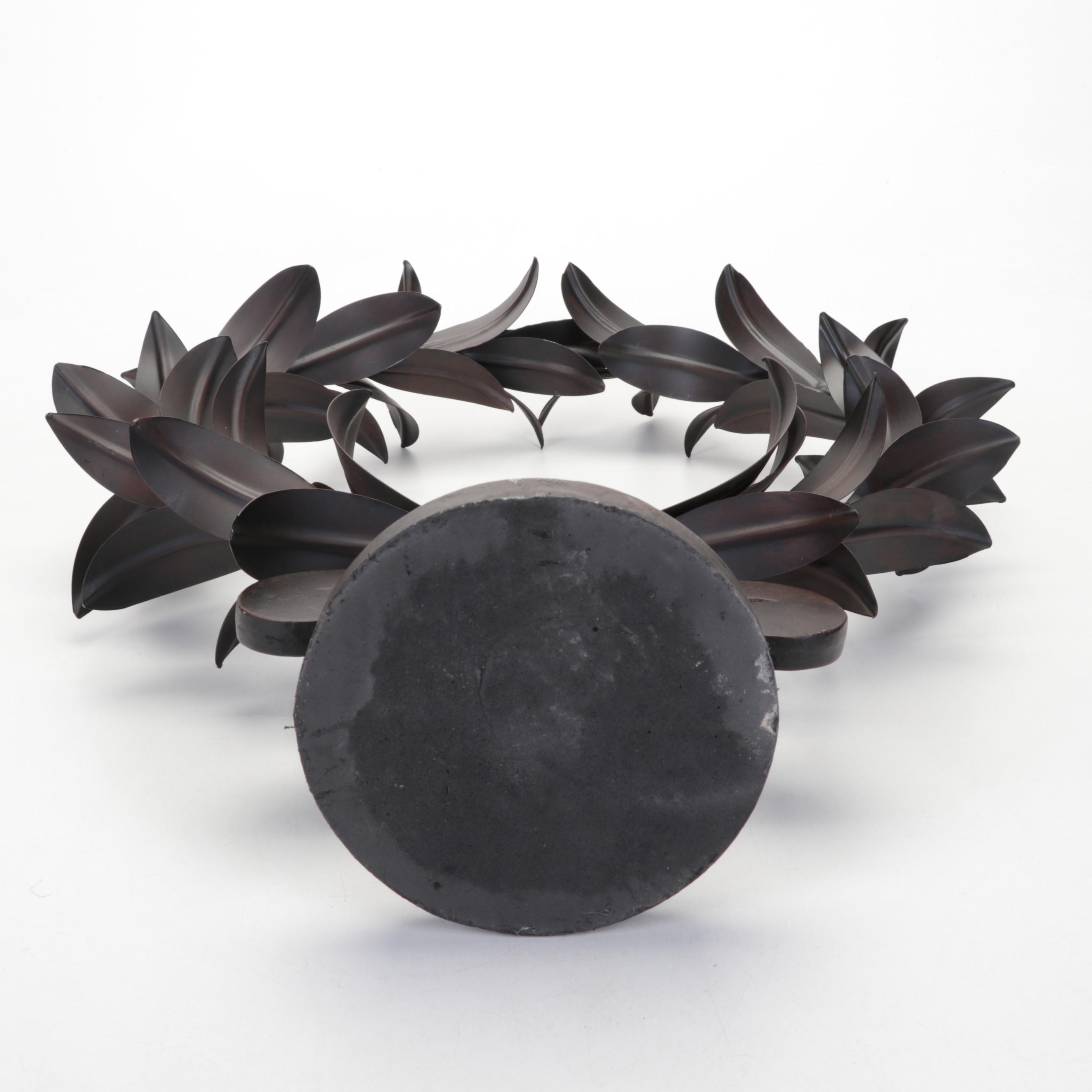 Iron and Metal Bronze Tone Tabletop Wreath Centerpiece