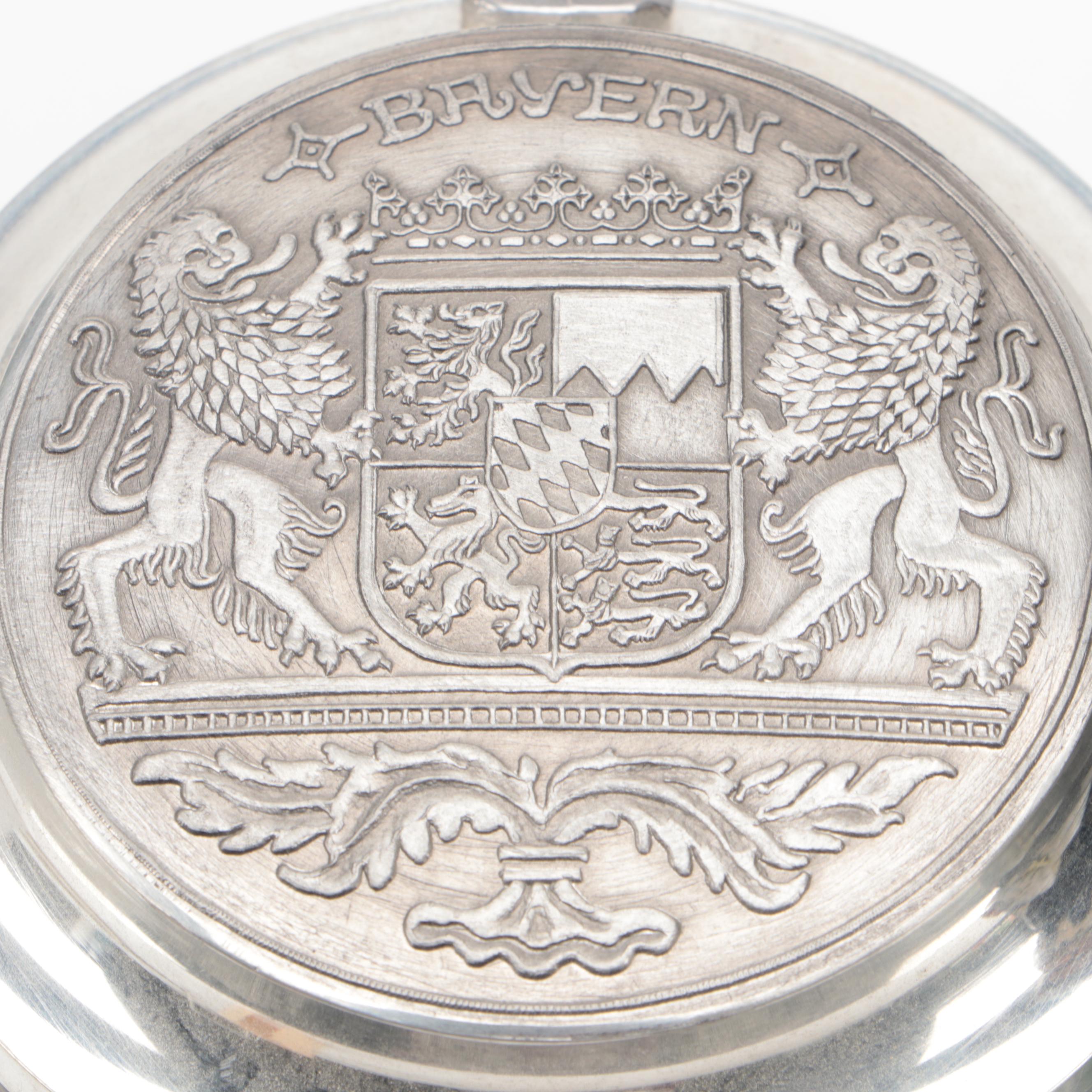 German Hand-Painted Glazed Stoneware Steins with Lenox Nativity Vignette Plate