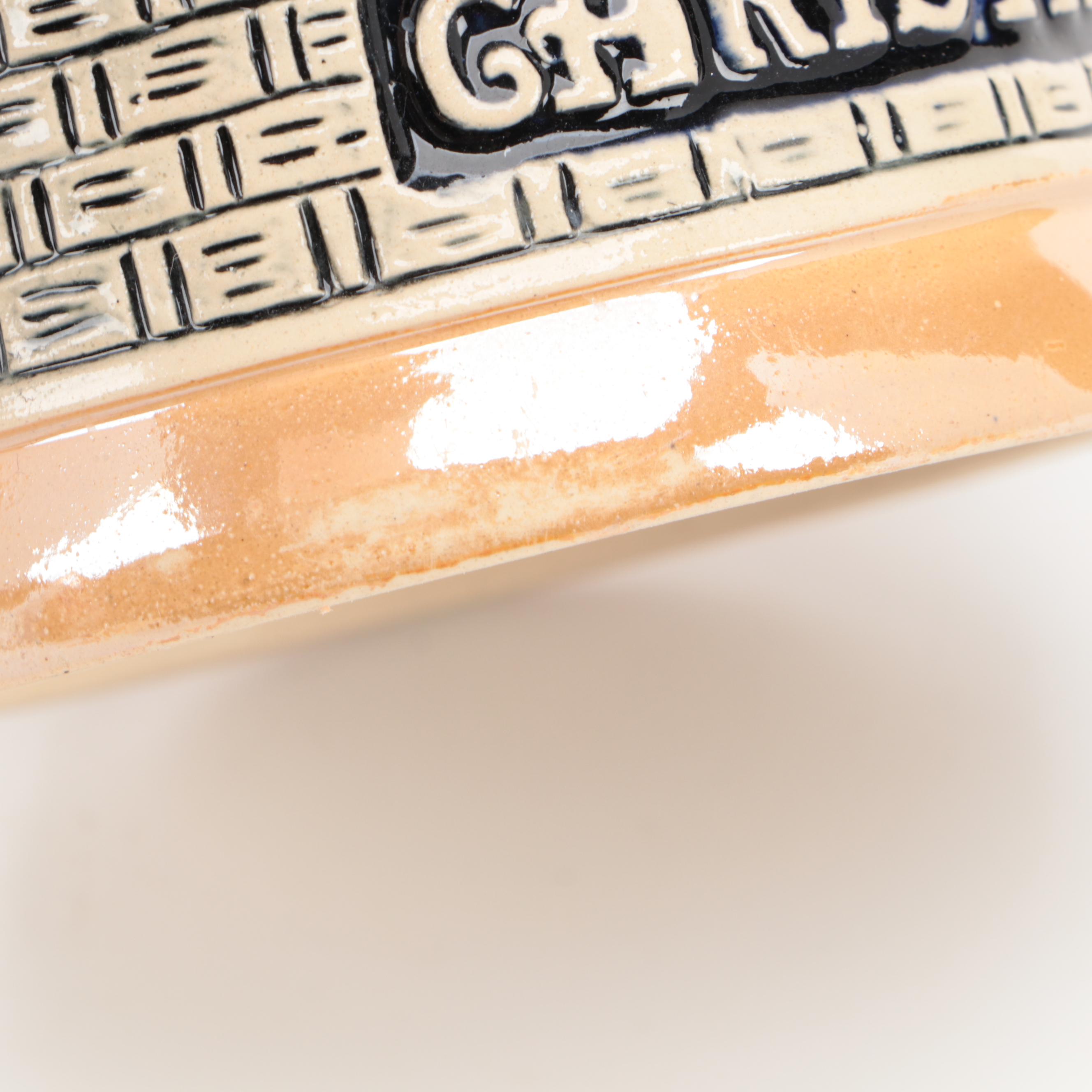 German Hand-Painted Glazed Stoneware Steins with Lenox Nativity Vignette Plate