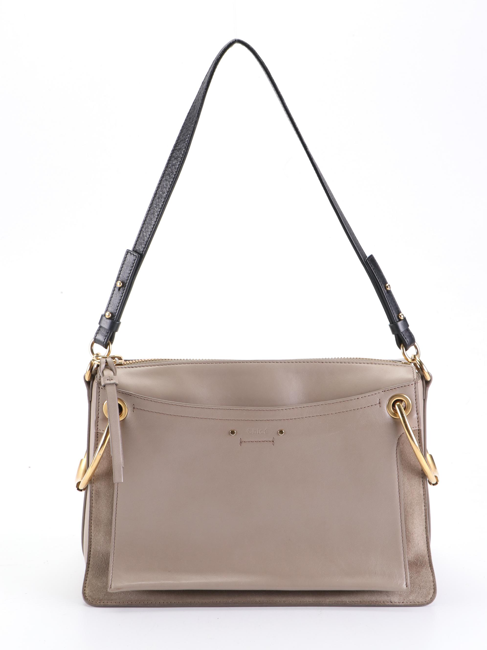 Chloé Roy Medium Shoulder Bag in Suede and Leather