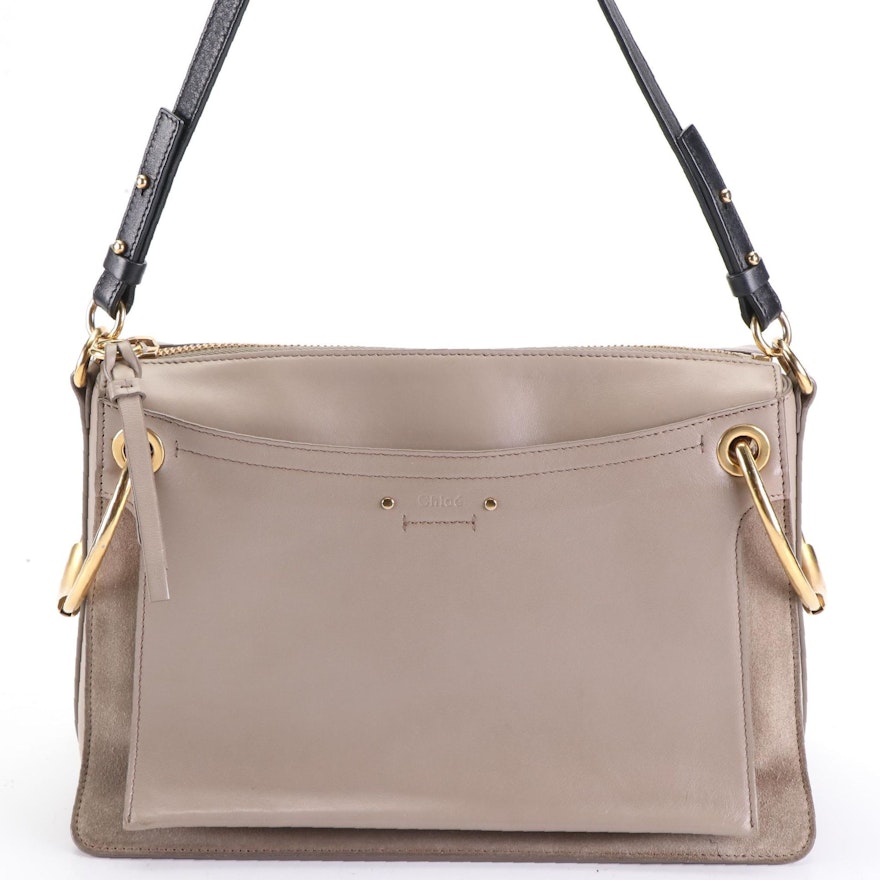 Chloé Roy Medium Shoulder Bag in Suede and Leather