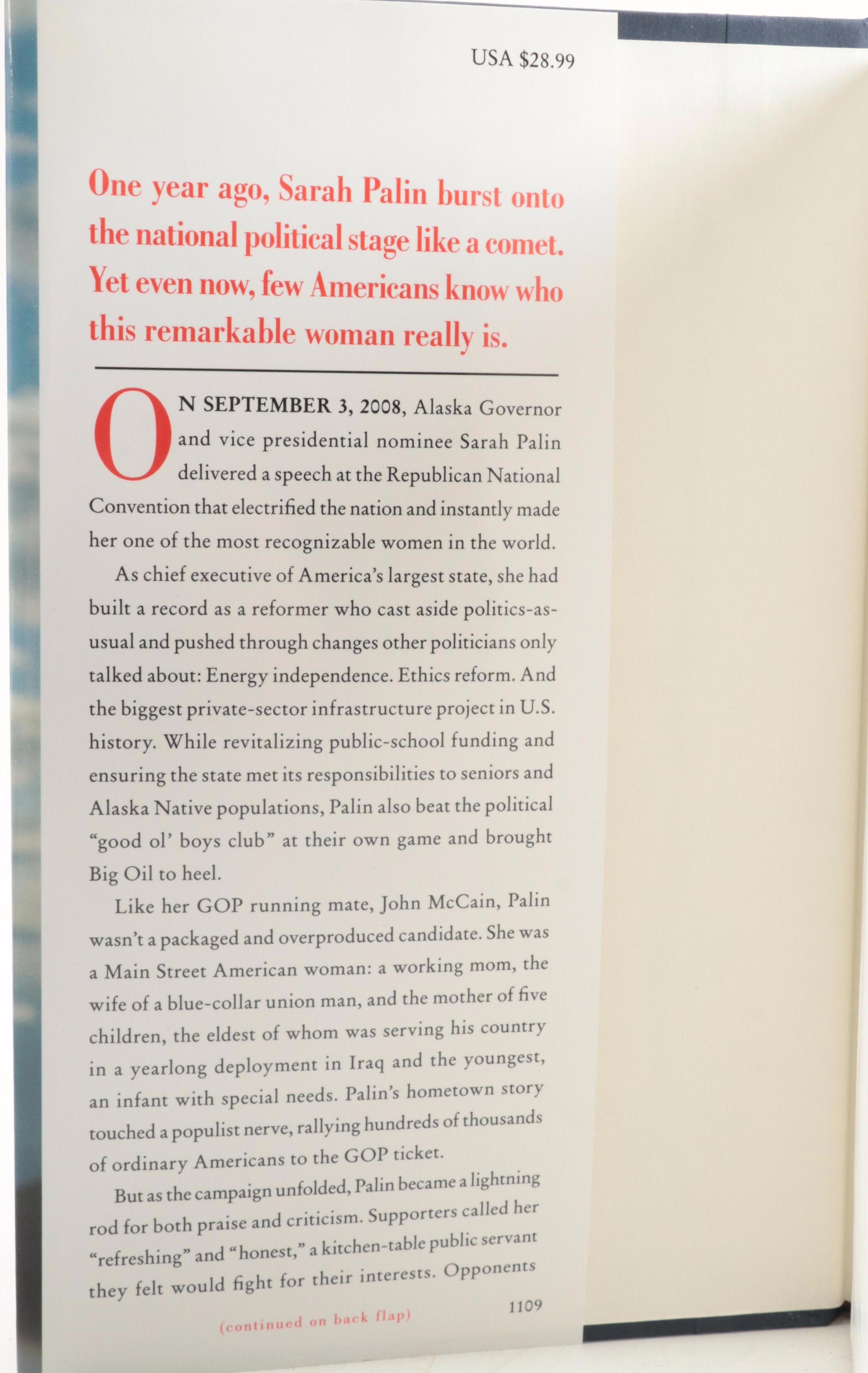 First Edition "Going Rogue: An American Life" by Sarah Palin and Pinbacks