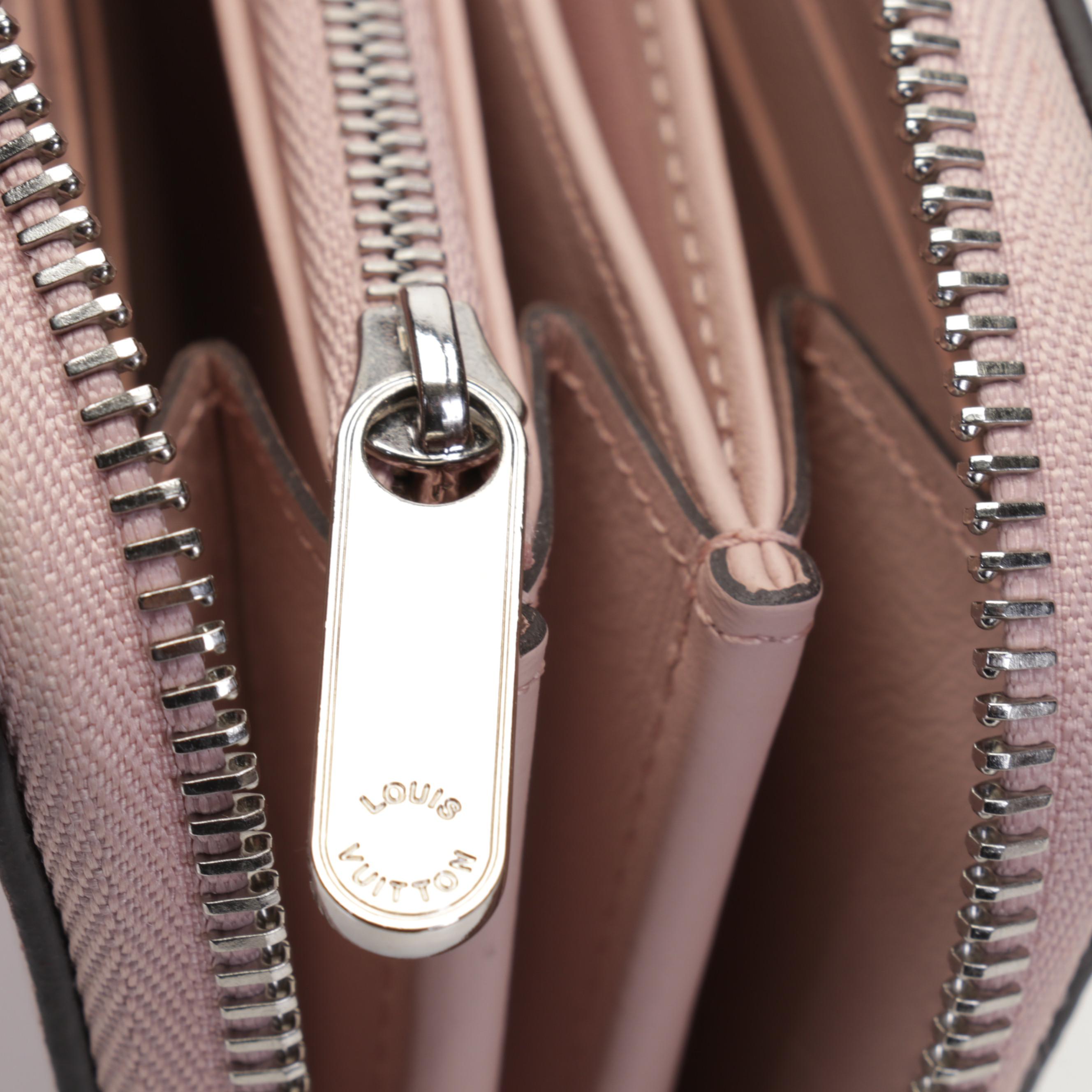 Louis Vuitton Zippy Wallet in Magnolia Pink Mahina Calf Leather with Box