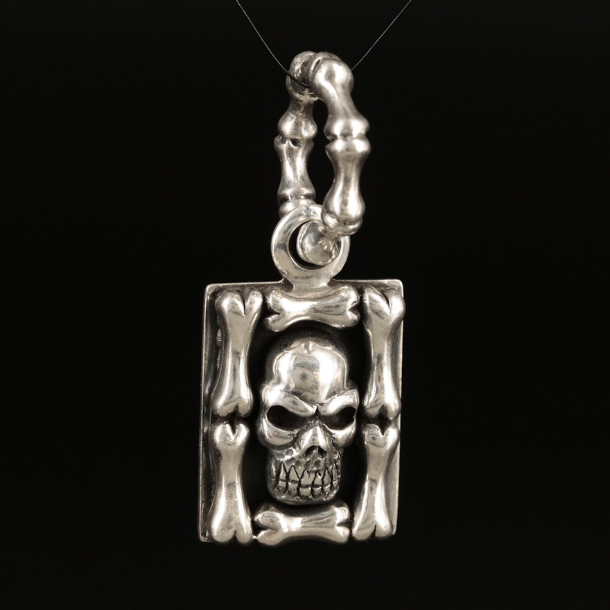 Sterling Skull and Bones Pendant