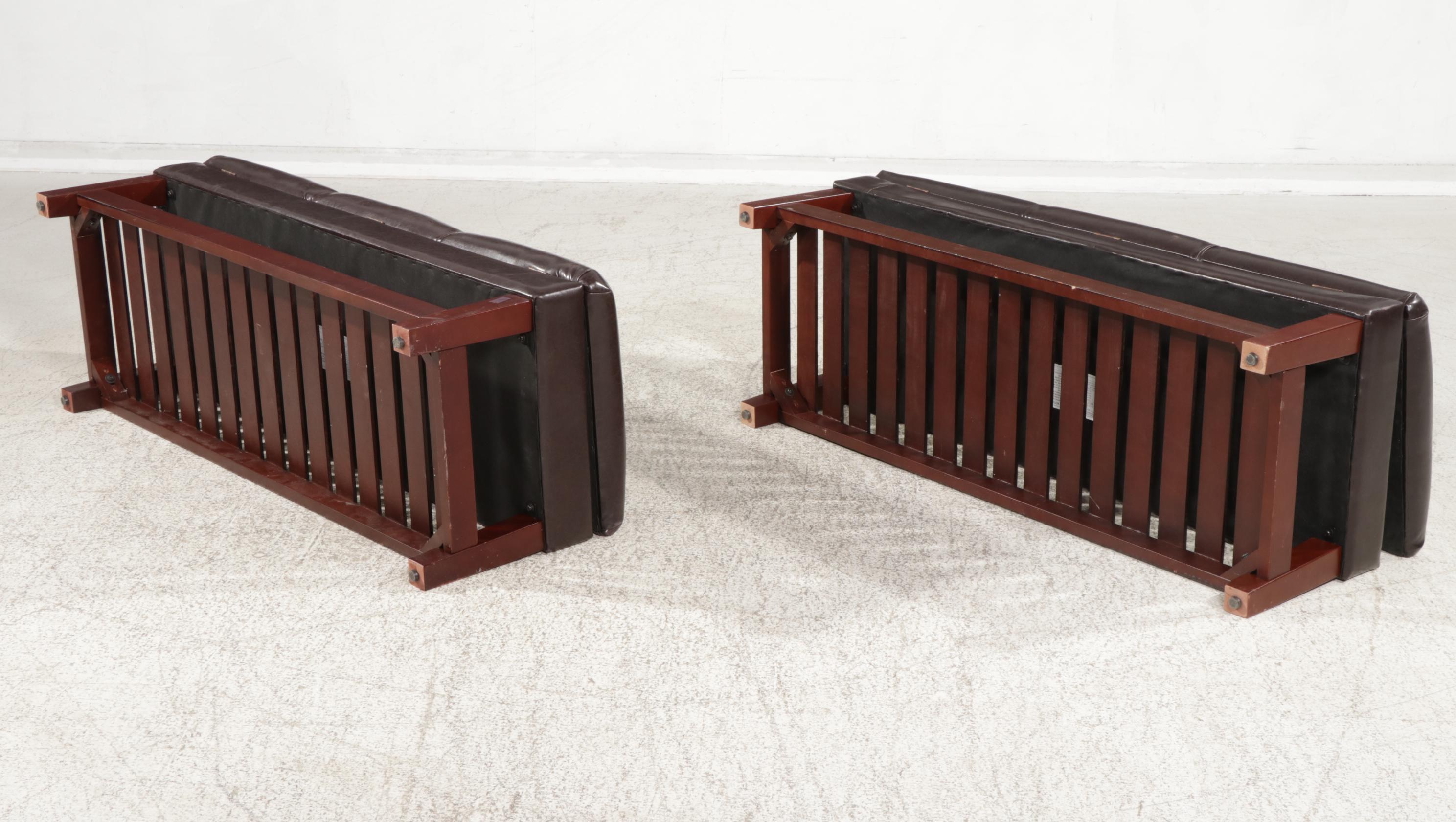 Two Contemporary Lift-Top Upholstered Storage Benches