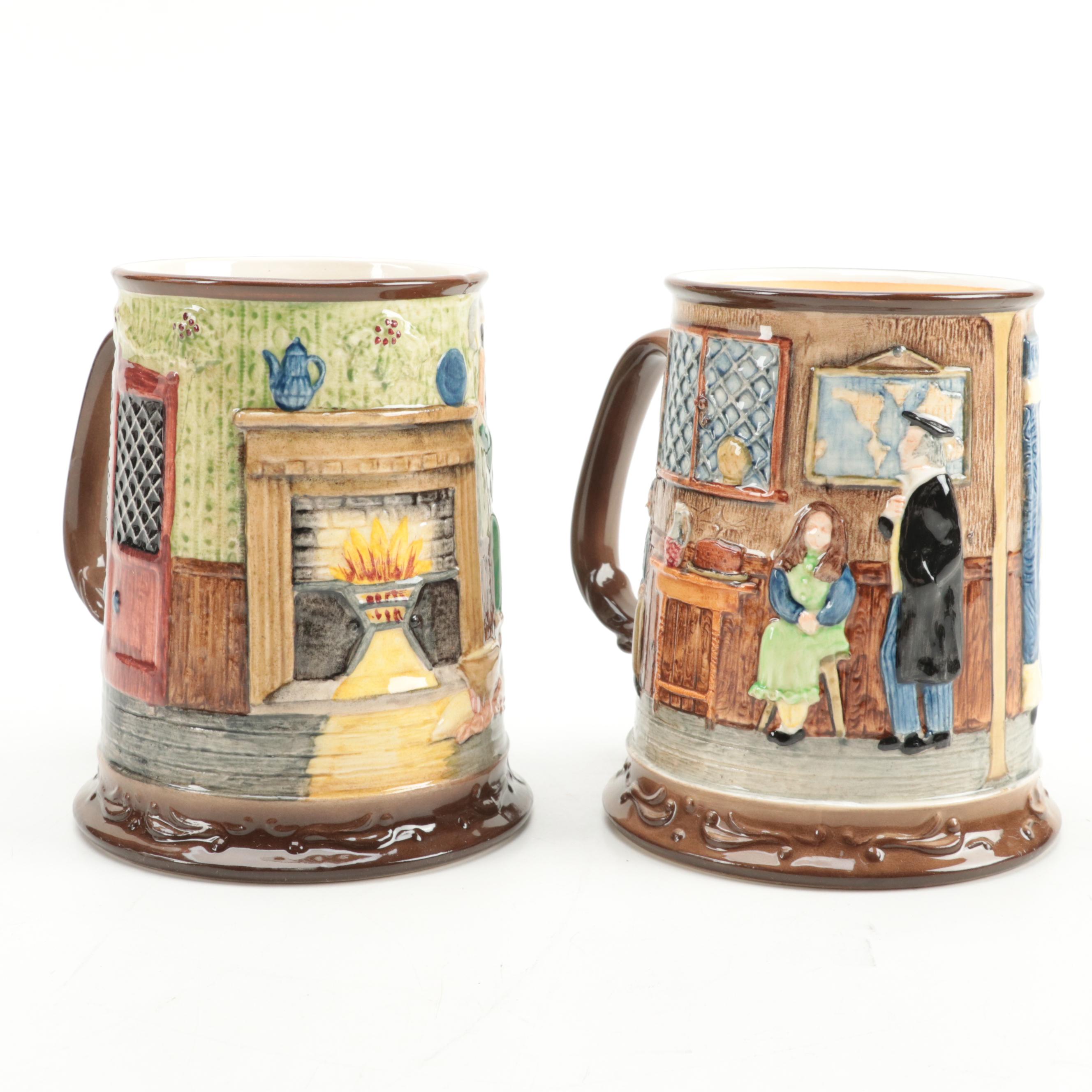 Royal Doulton "A Christmas Carol" Ceramic Tankards and Ceramic Plate