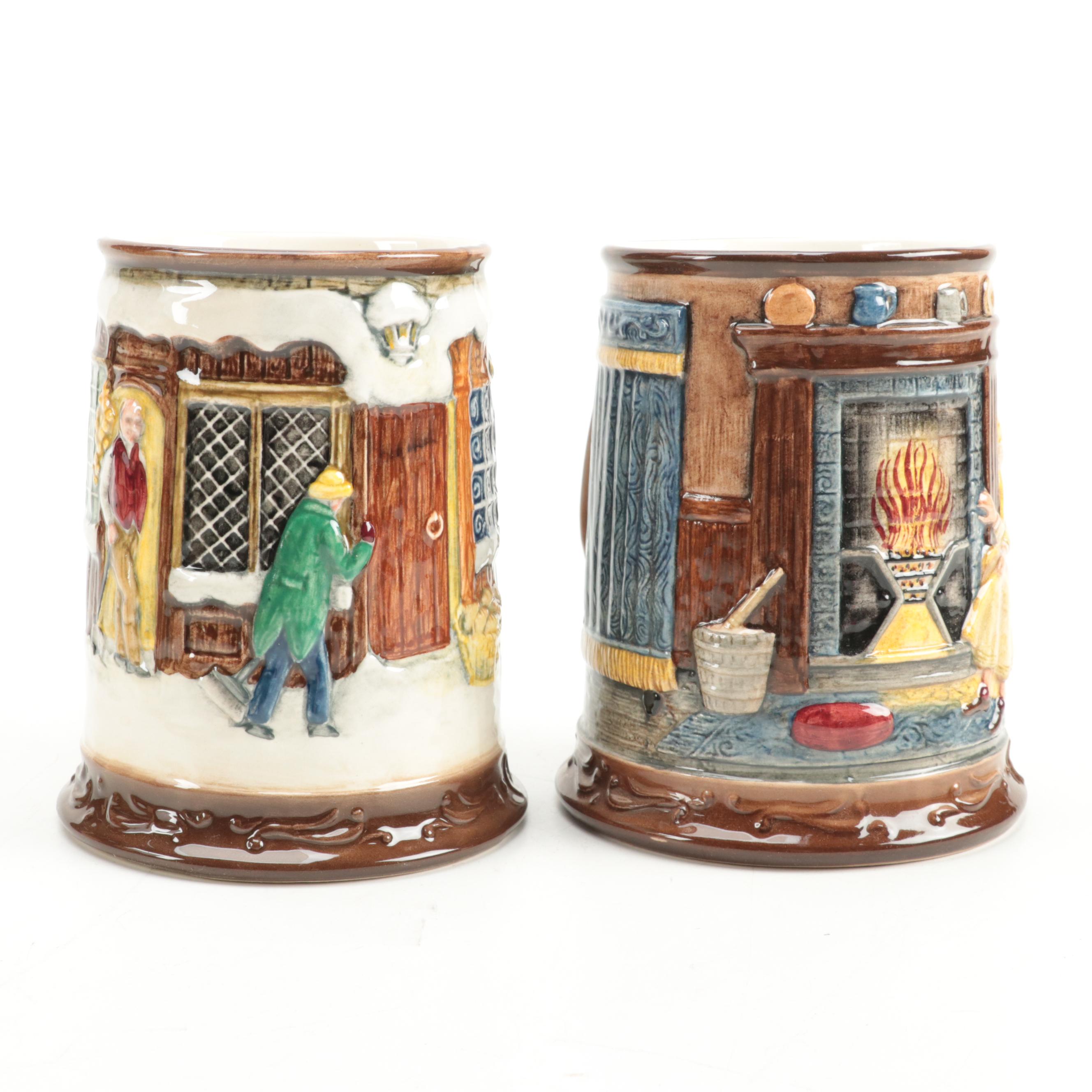 Royal Doulton "A Christmas Carol" Ceramic Tankards and Ceramic Plate