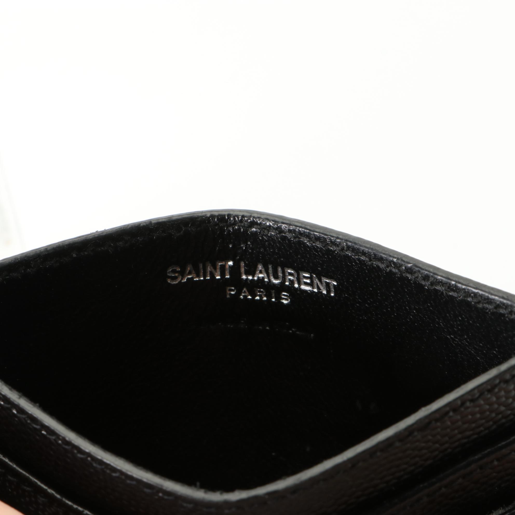 Saint Laurent Classic Monogram Chevron Matelessé Textured Leather Card Case
