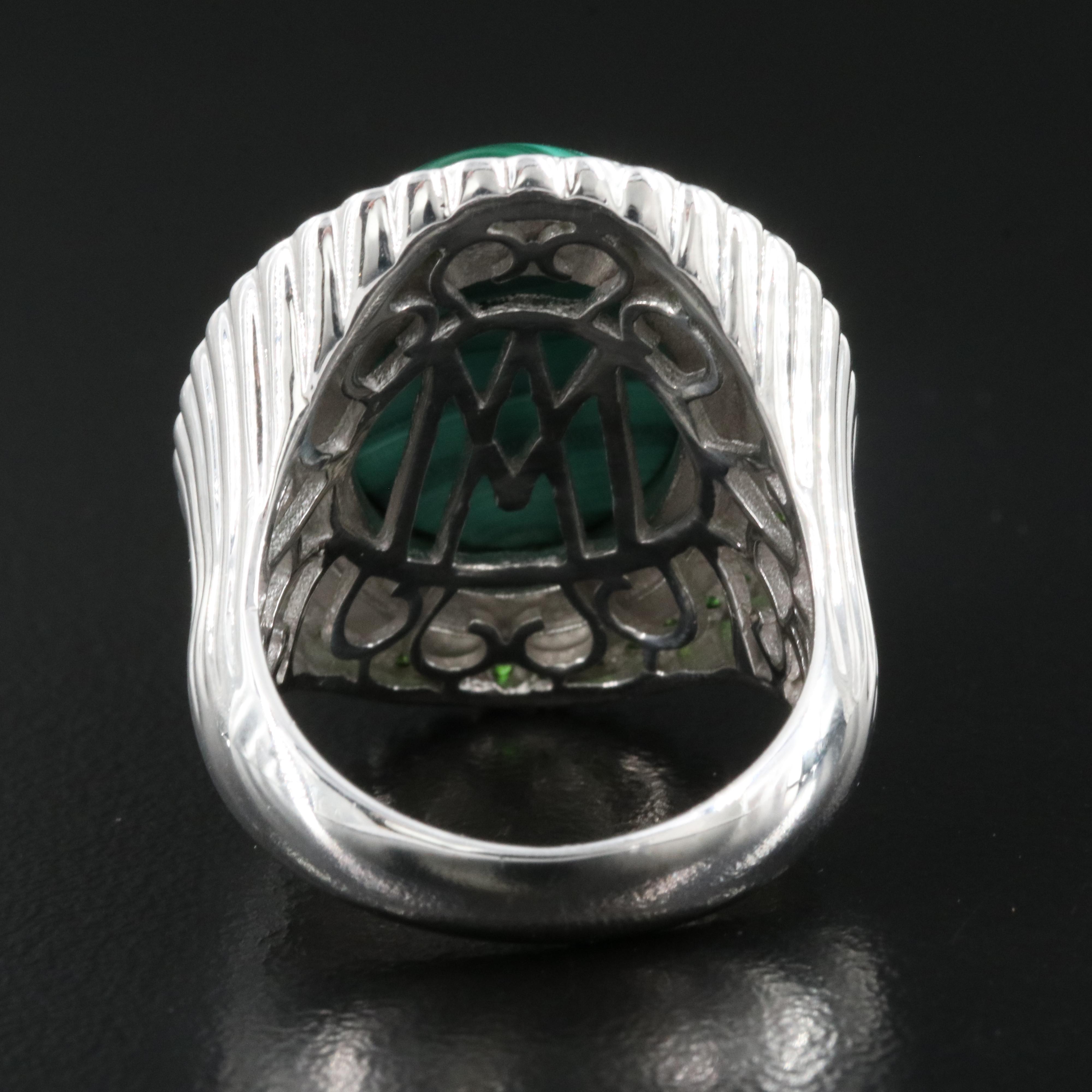 Sterling Malachite and Diopside Ring