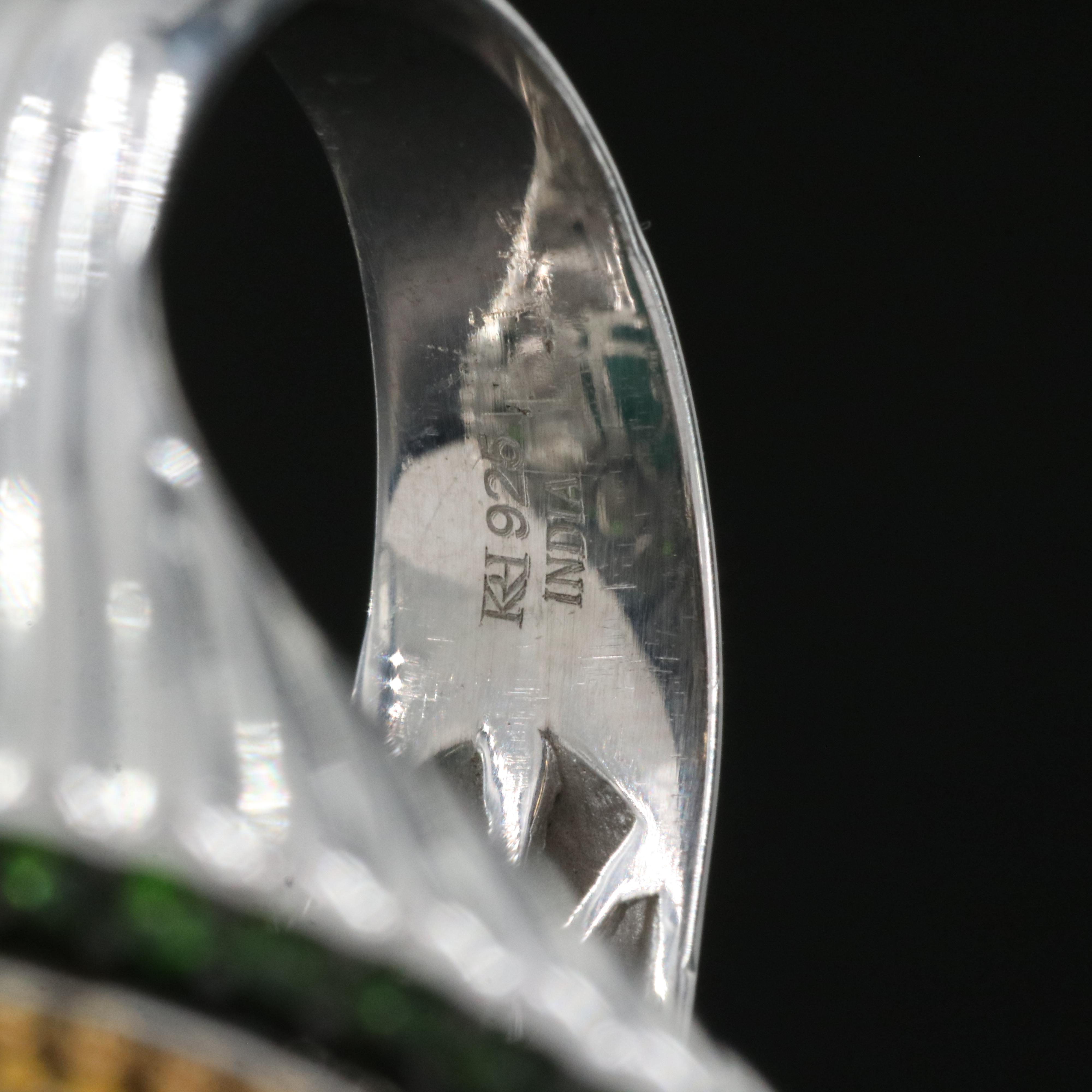 Sterling Malachite and Diopside Ring