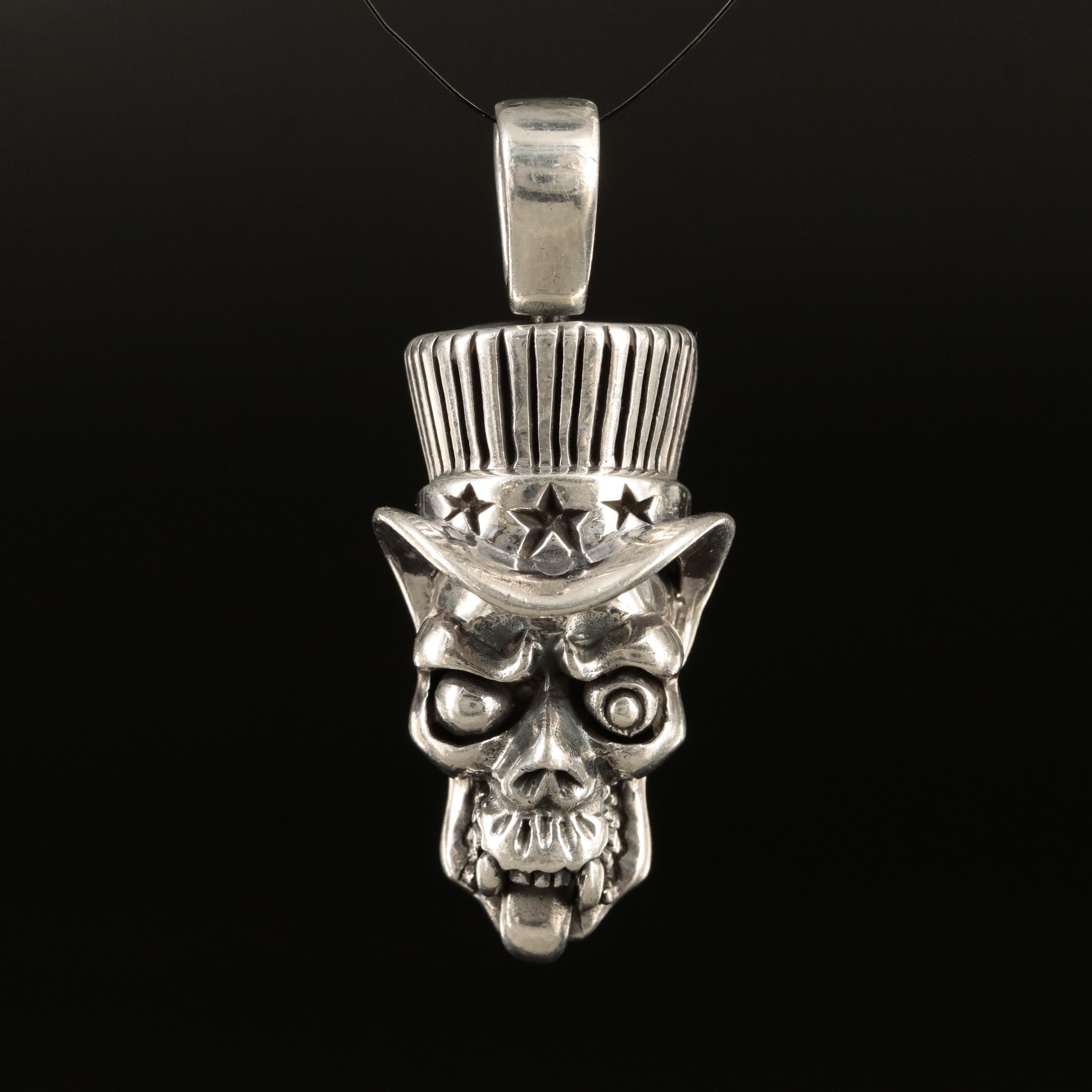Sterling Skull Head Pendant