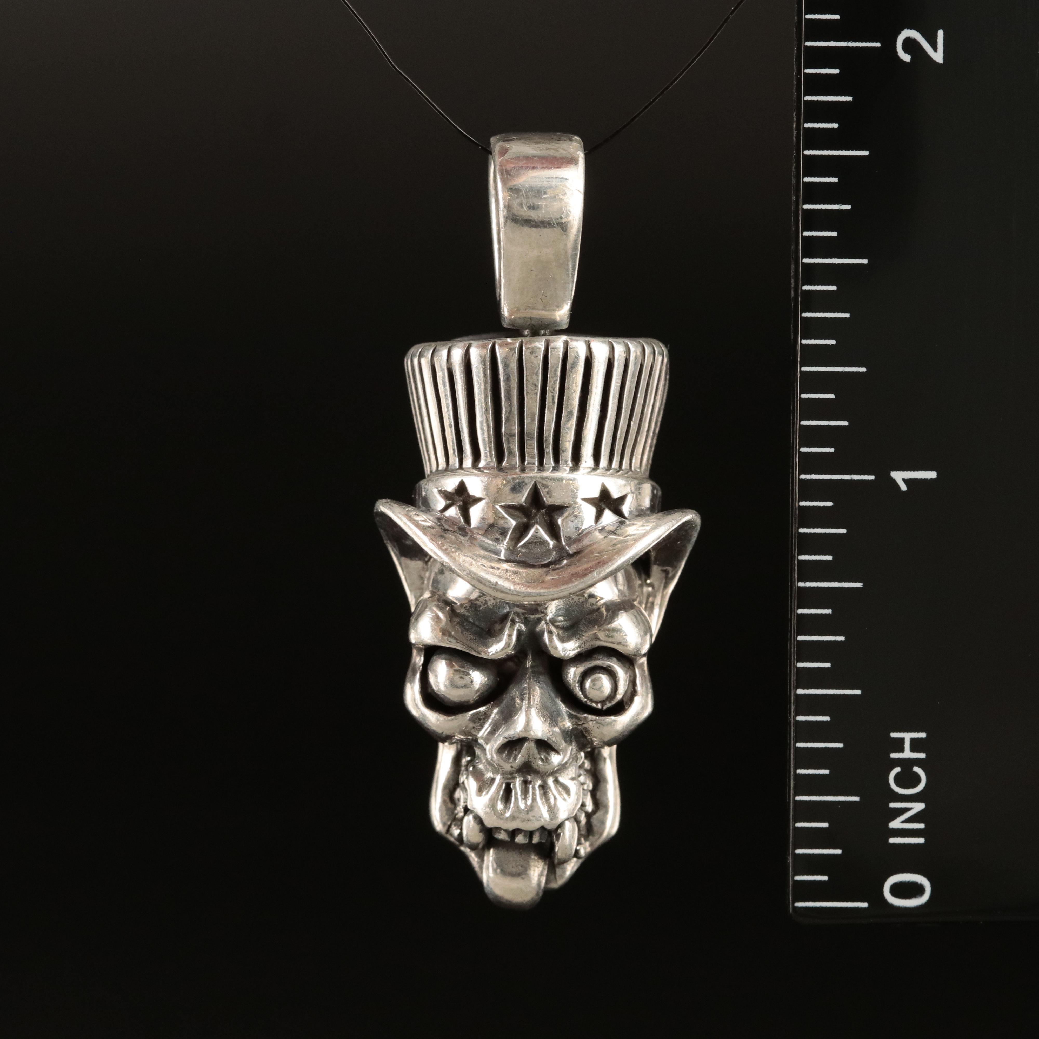 Sterling Skull Head Pendant