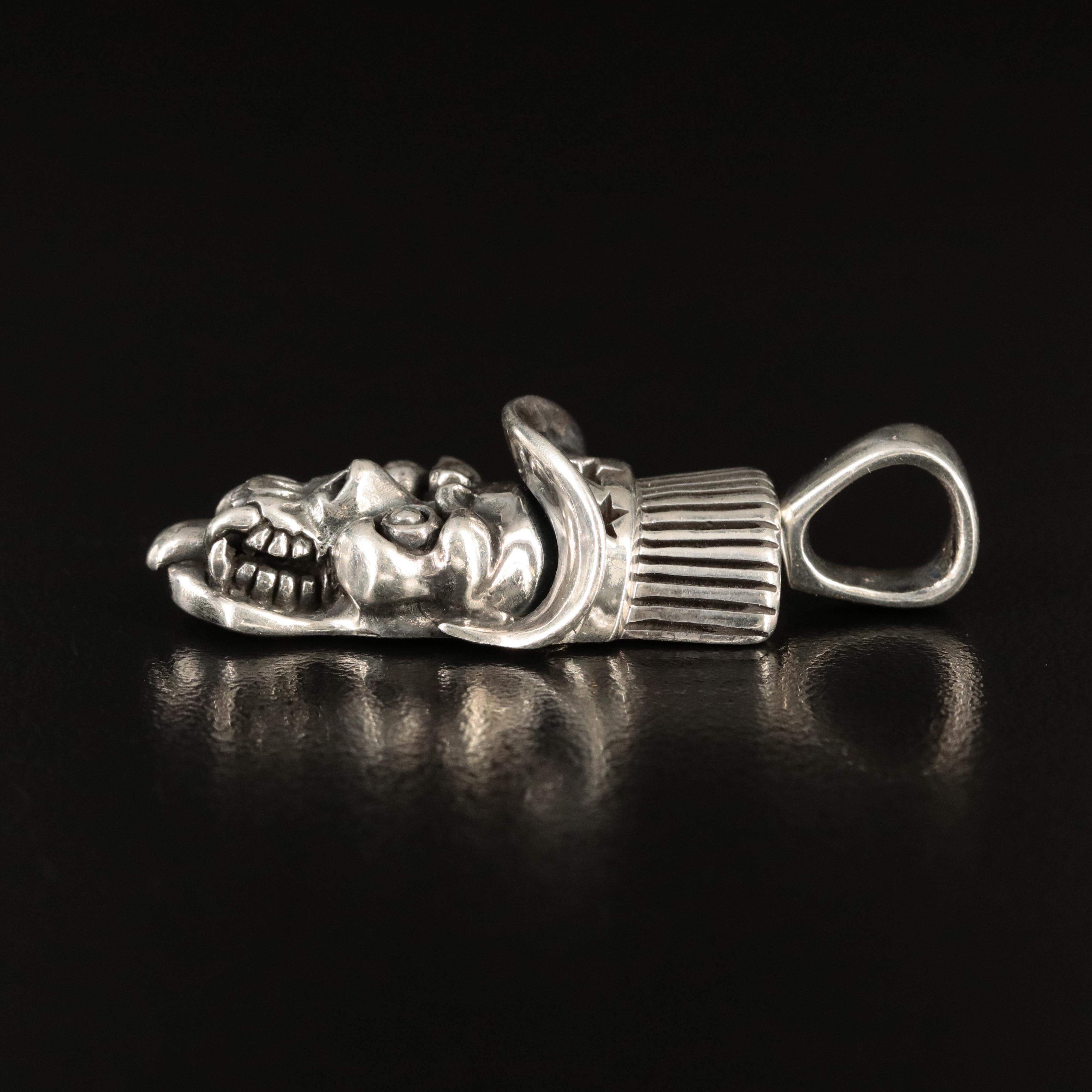 Sterling Skull Head Pendant