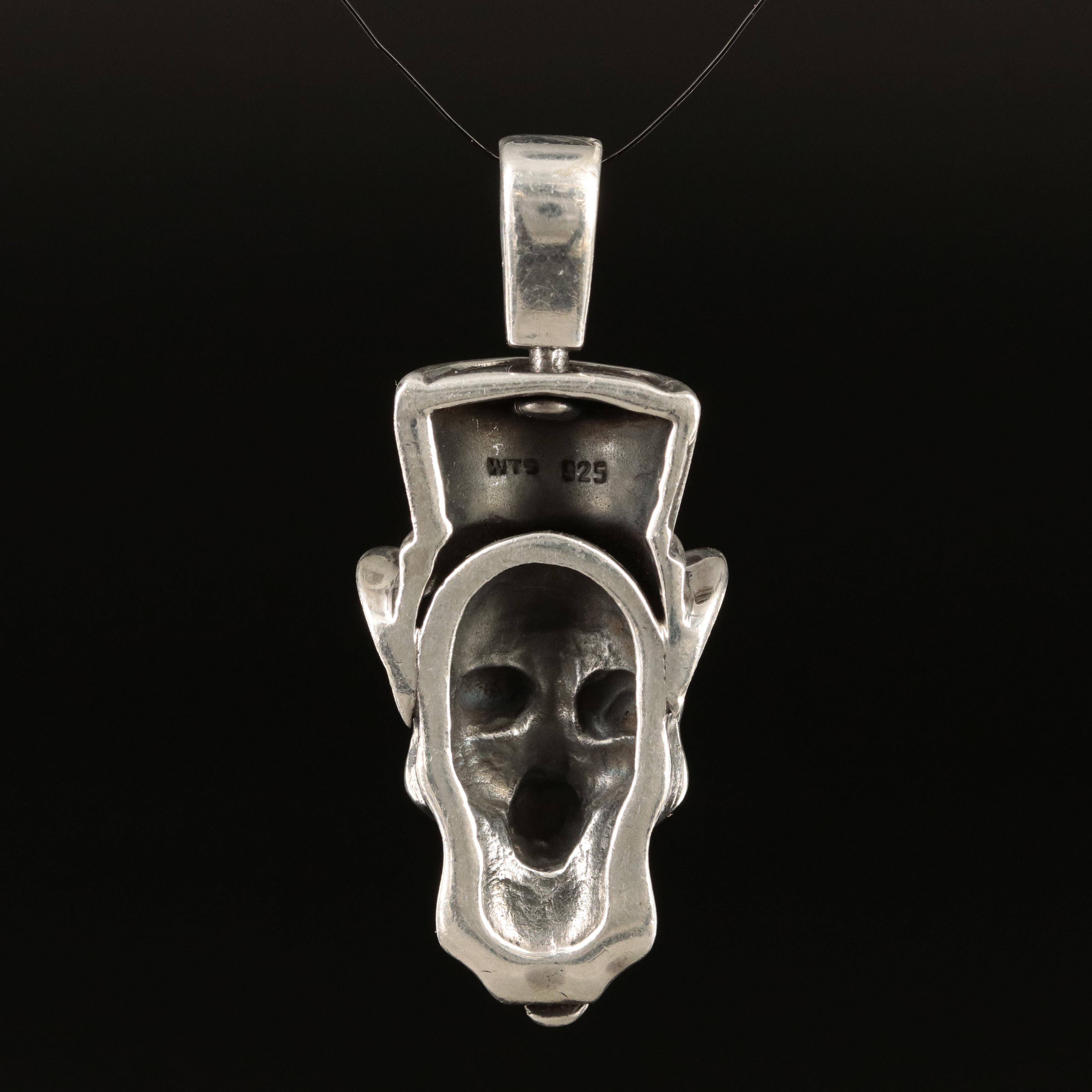 Sterling Skull Head Pendant