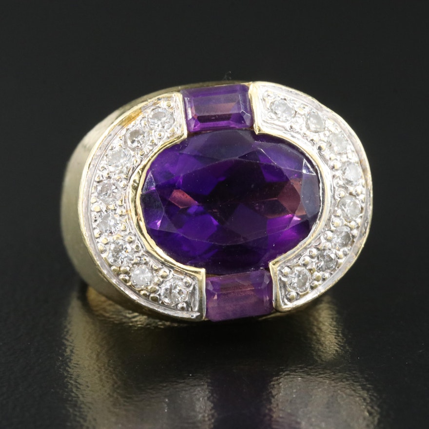 18K Amethyst and Diamond Ring