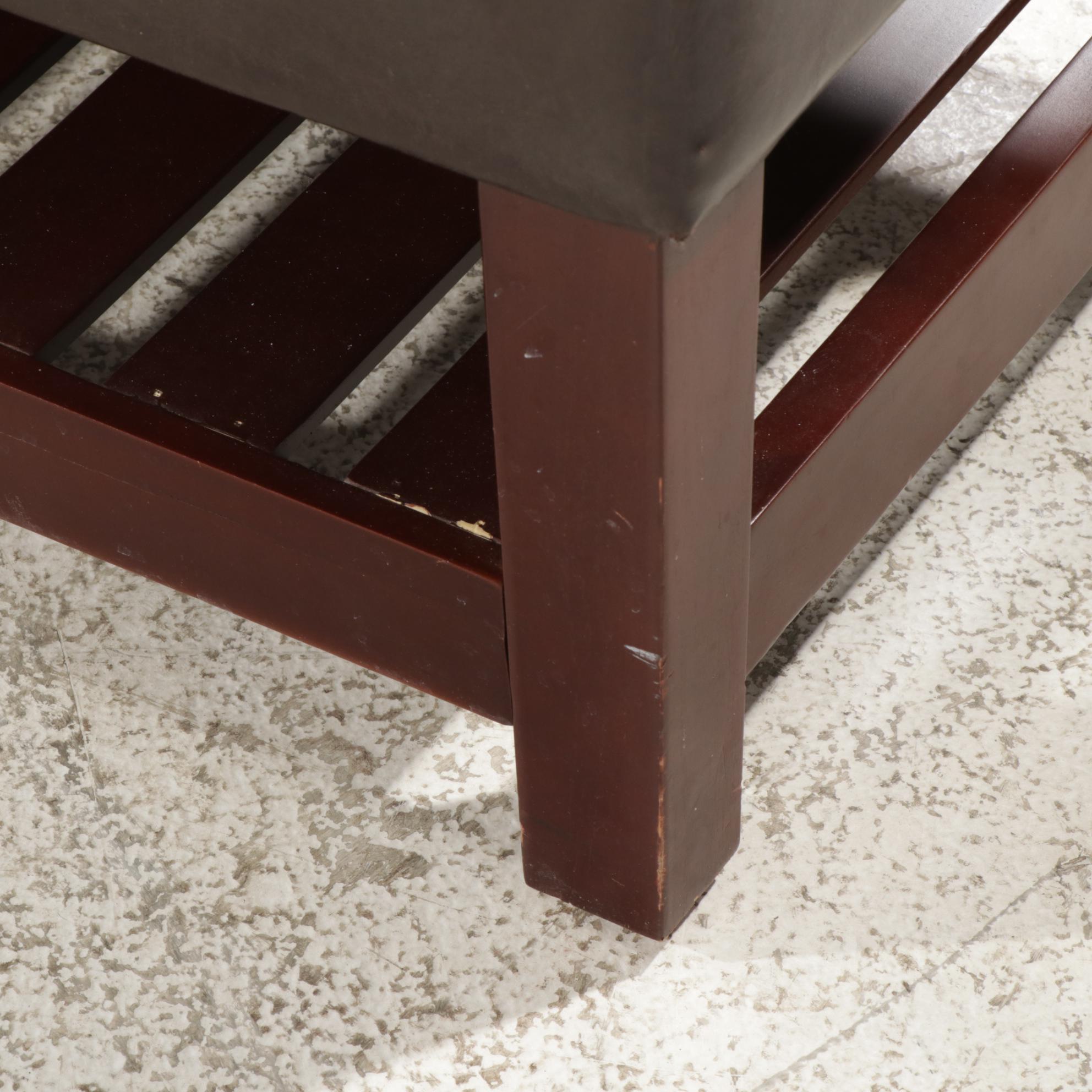 Two Contemporary Lift-Top Upholstered Storage Benches