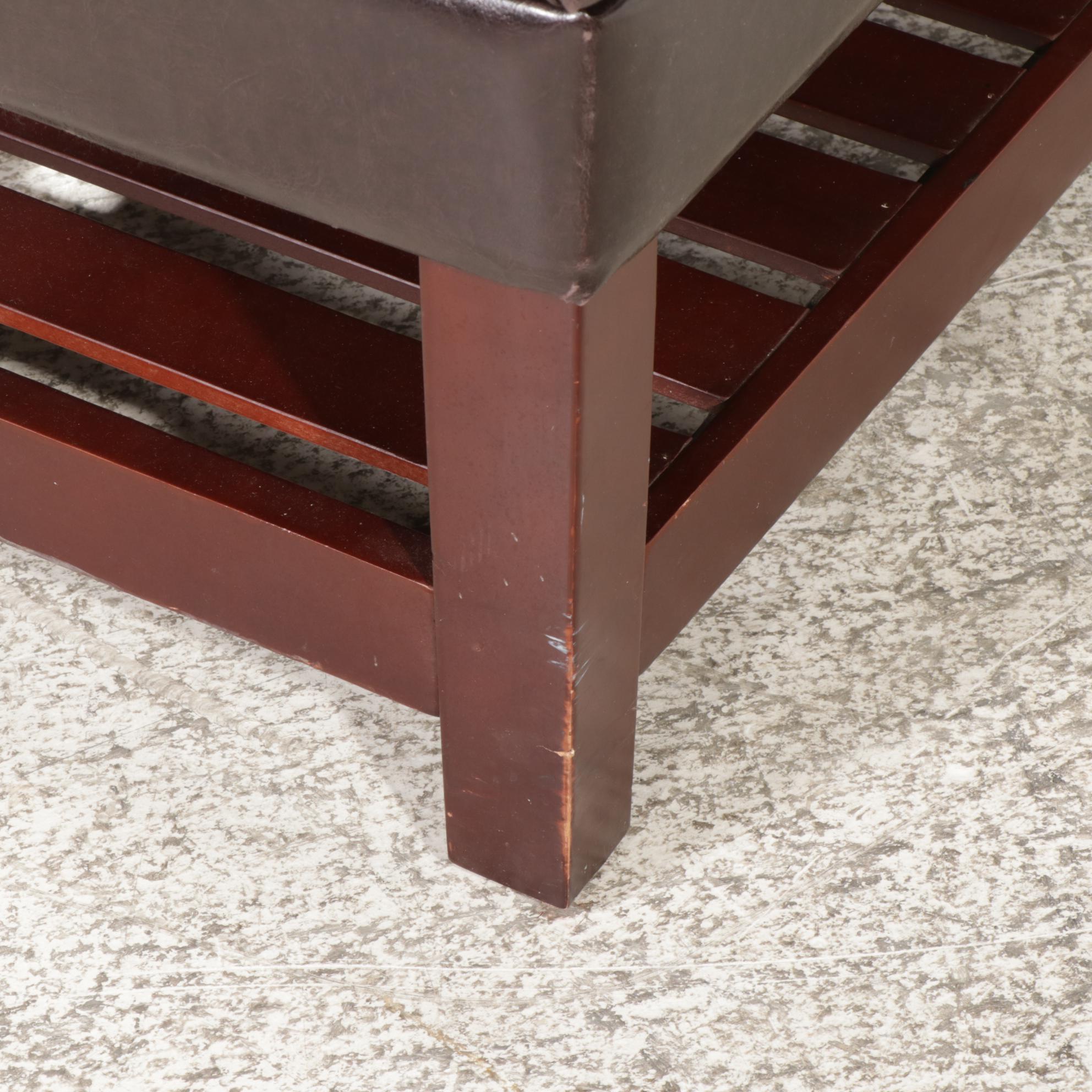 Two Contemporary Lift-Top Upholstered Storage Benches