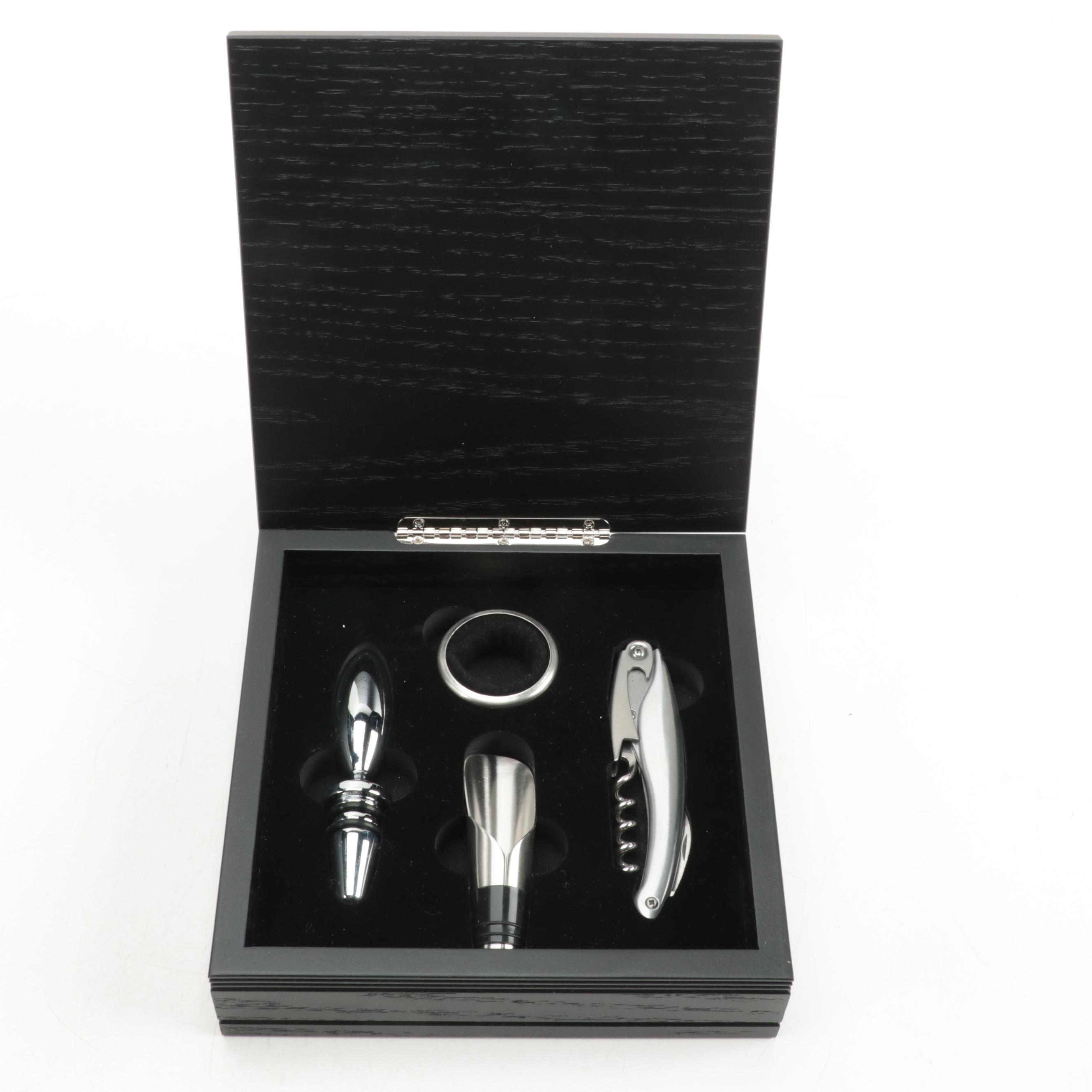 Aluminum Ice Bucket with Wine Tools and Maisonette Ashtrays