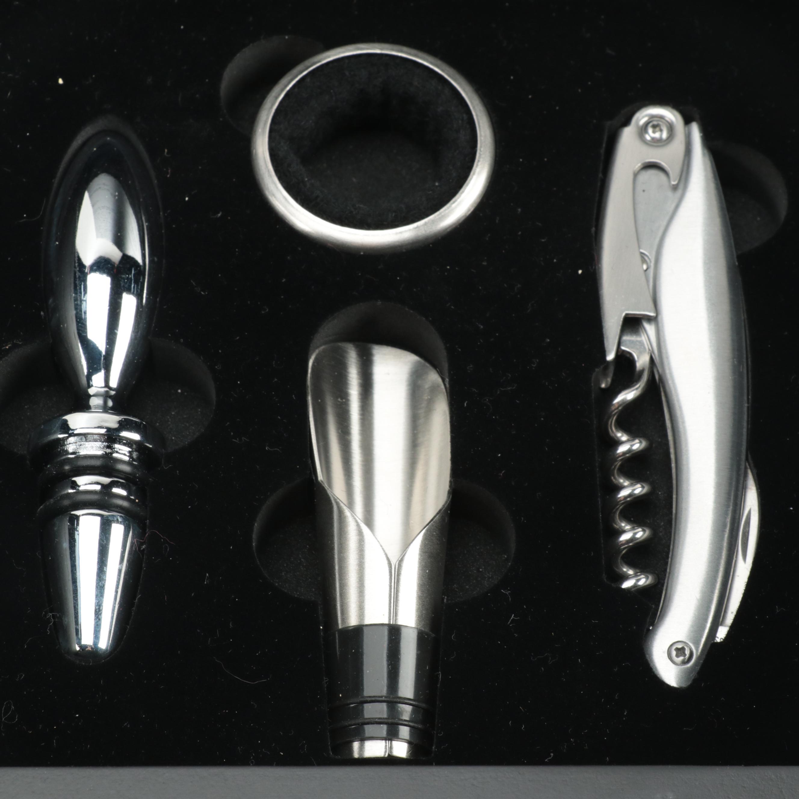 Aluminum Ice Bucket with Wine Tools and Maisonette Ashtrays