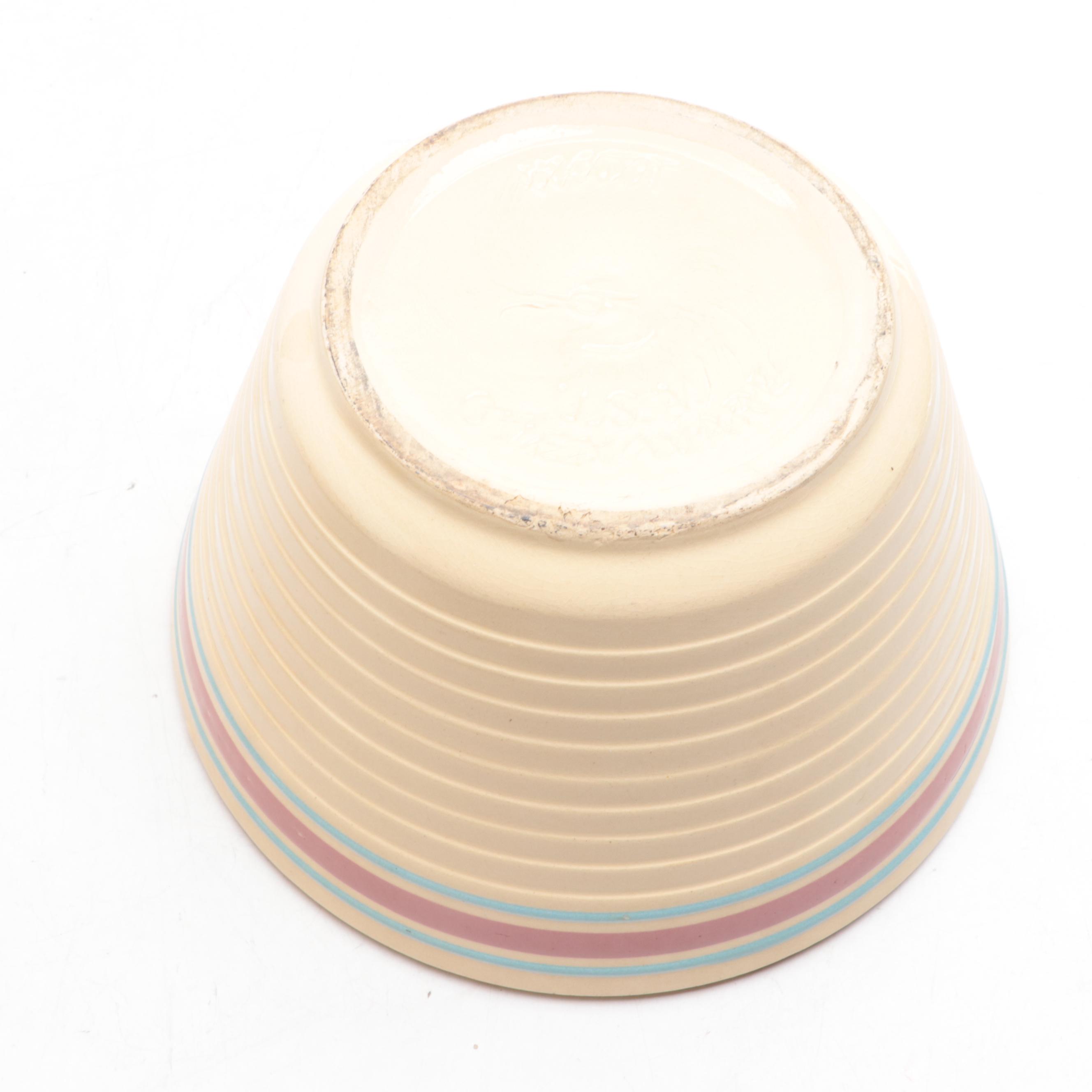 R. R. P. Co. Spongeware Mixing Bowl with Other American Ceramic Bowls