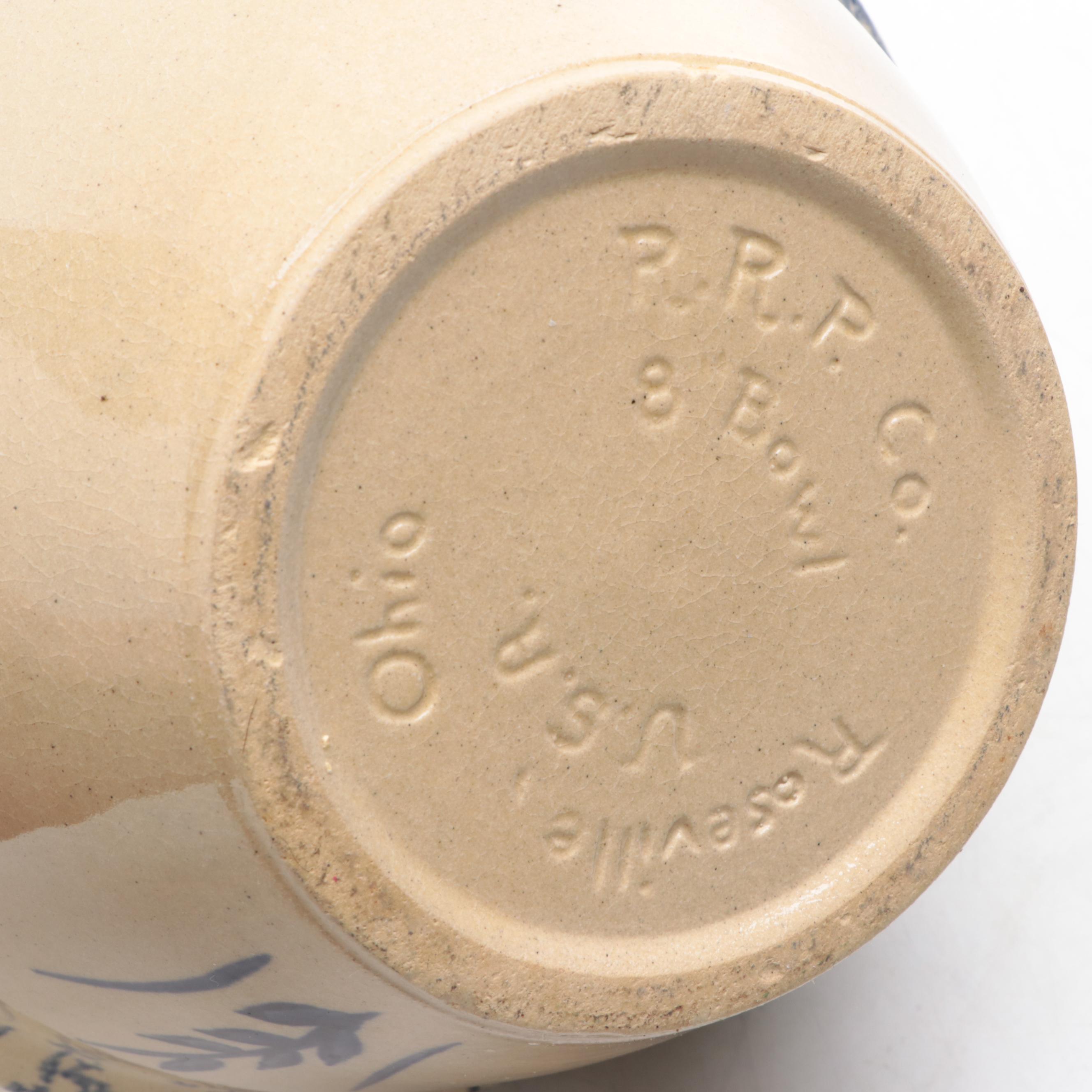 R. R. P. Co. Spongeware Mixing Bowl with Other American Ceramic Bowls