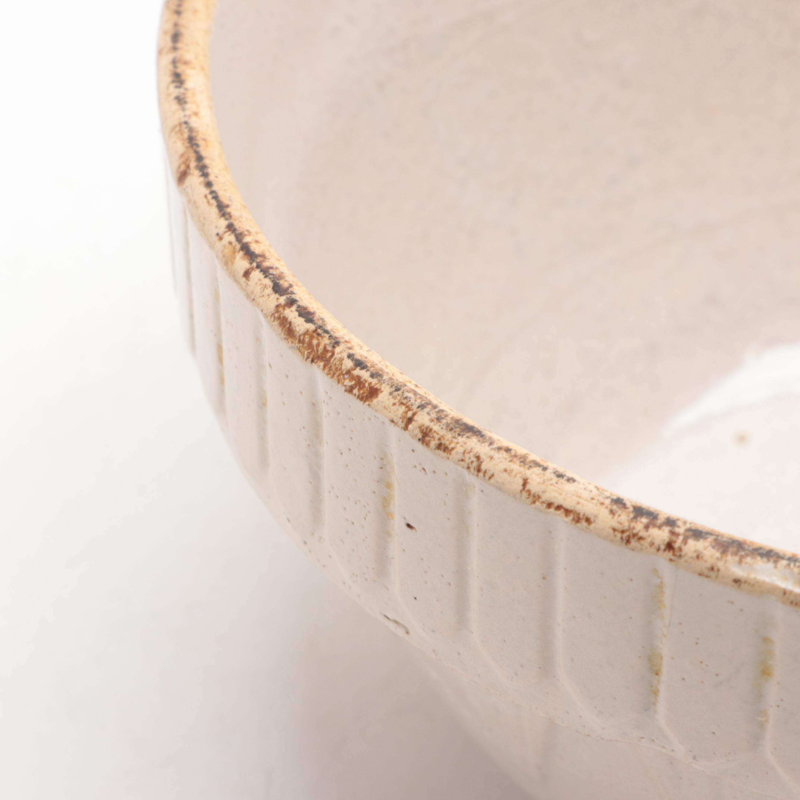 R. R. P. Co. Spongeware Mixing Bowl with Other American Ceramic Bowls