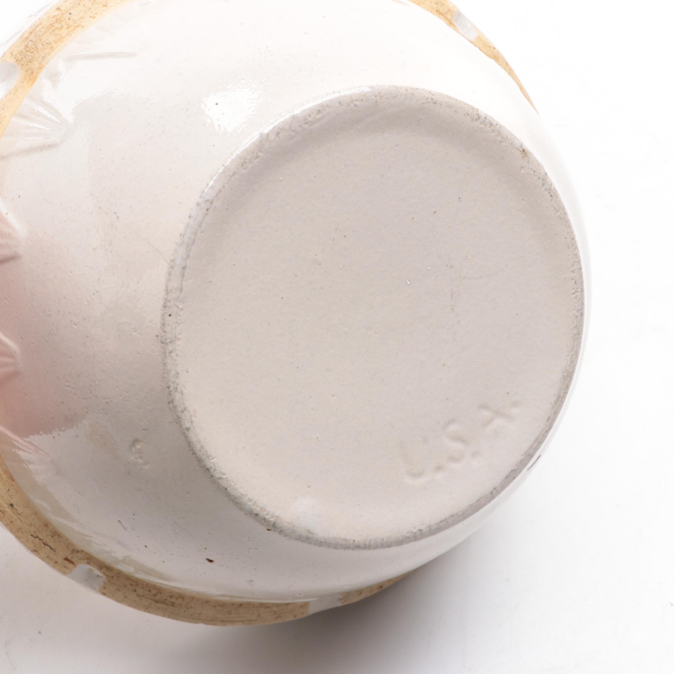 R. R. P. Co. Spongeware Mixing Bowl with Other American Ceramic Bowls