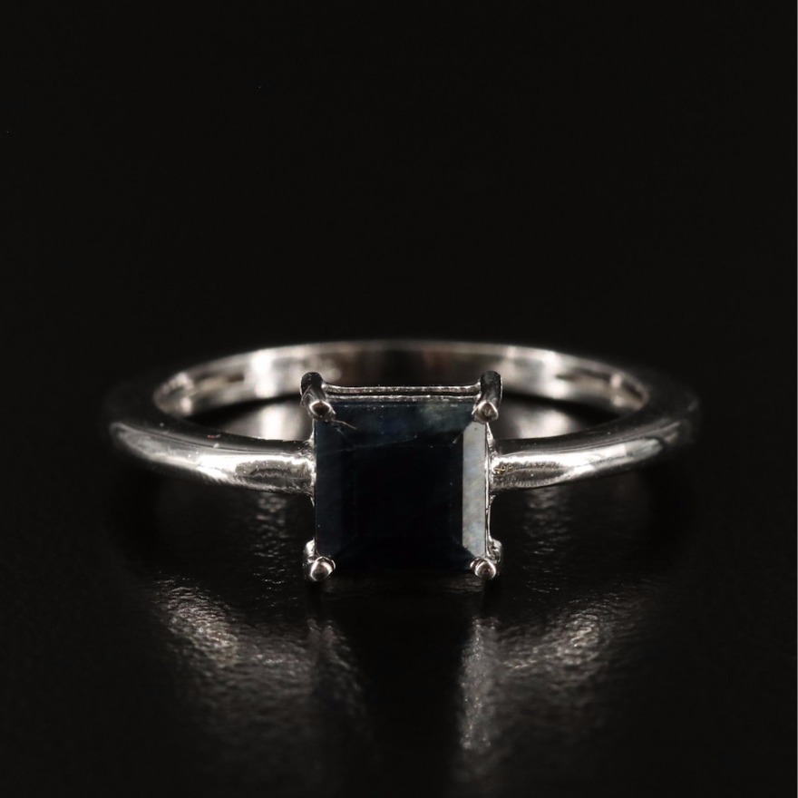 Sterling Sapphire Solitaire Ring