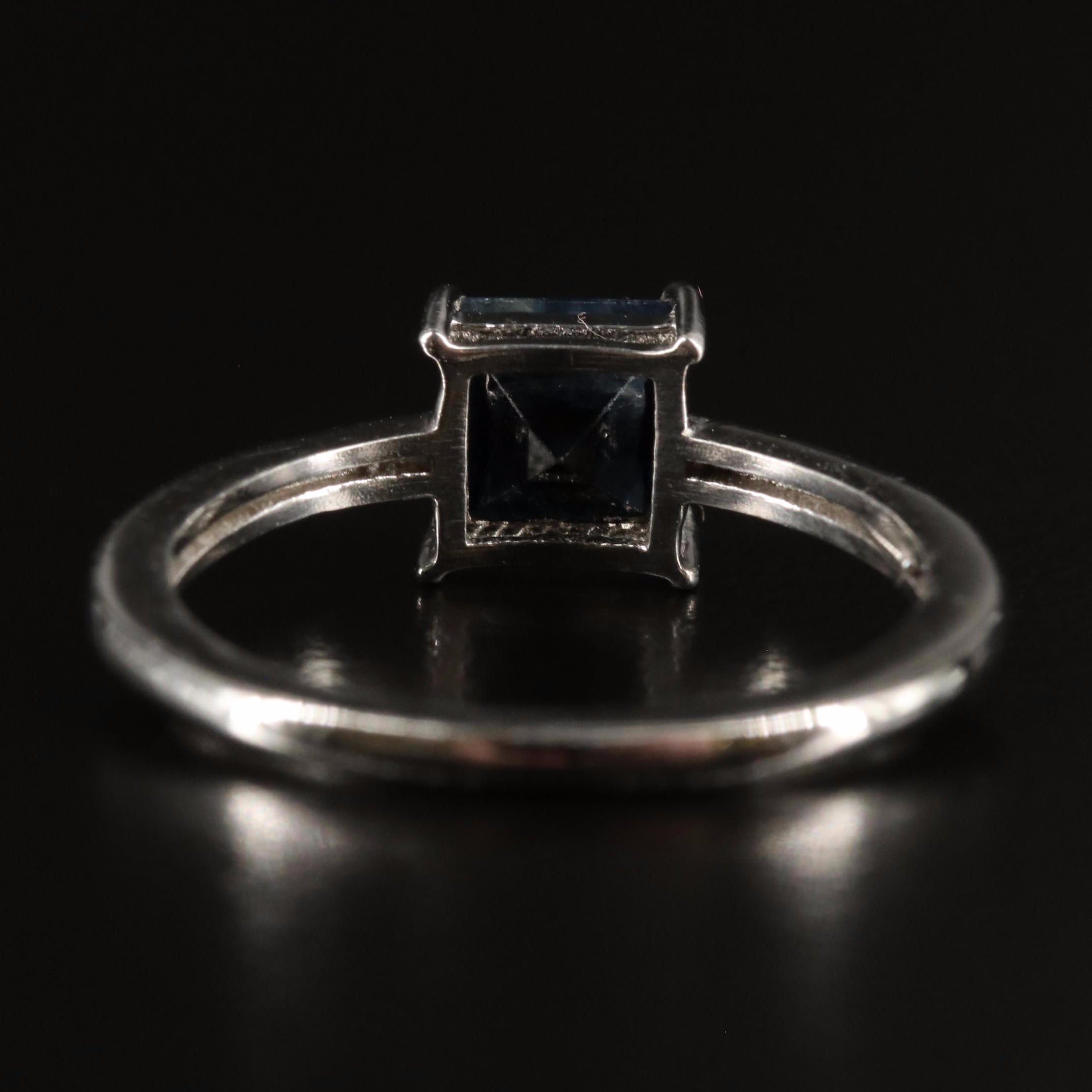 Sterling Sapphire Solitaire Ring