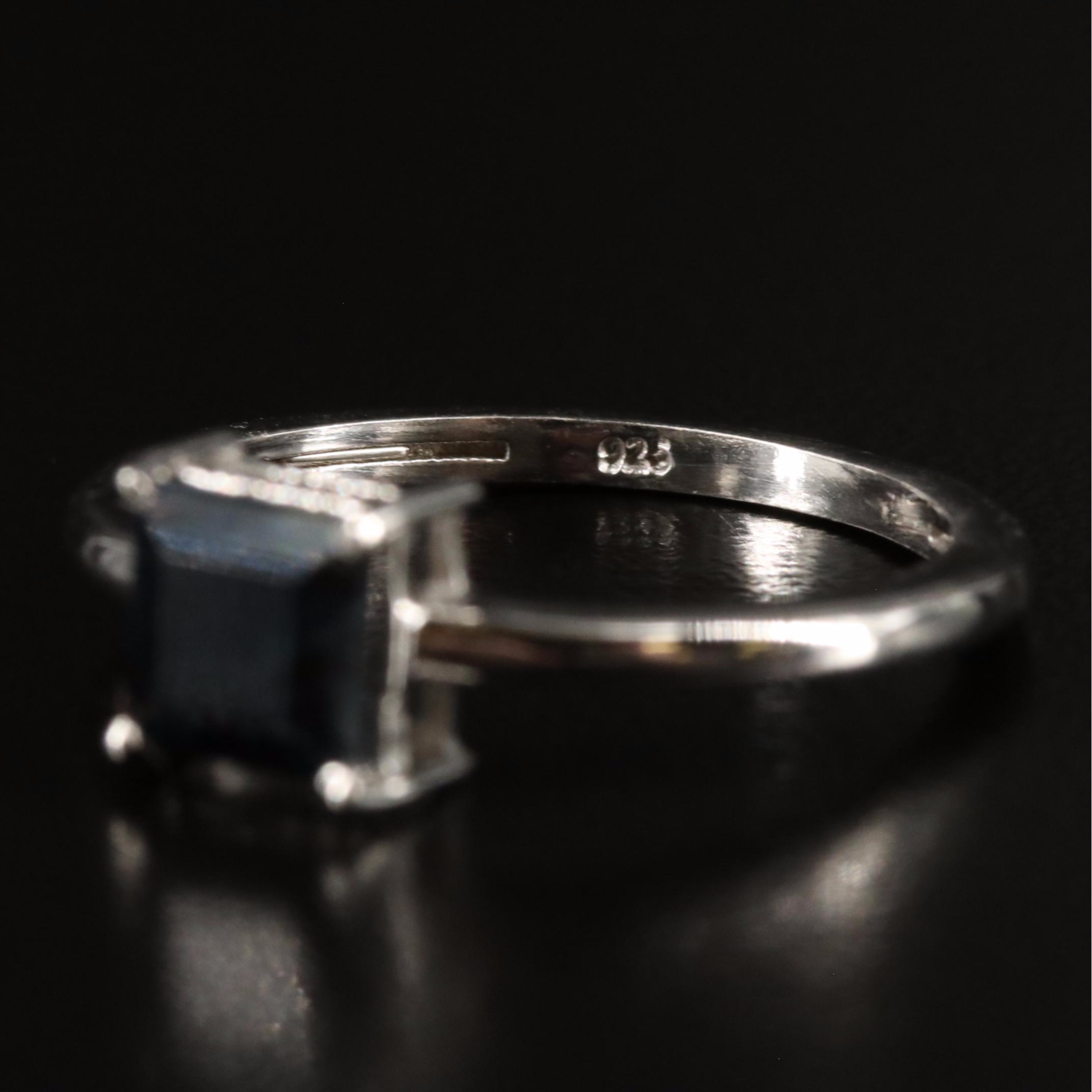 Sterling Sapphire Solitaire Ring