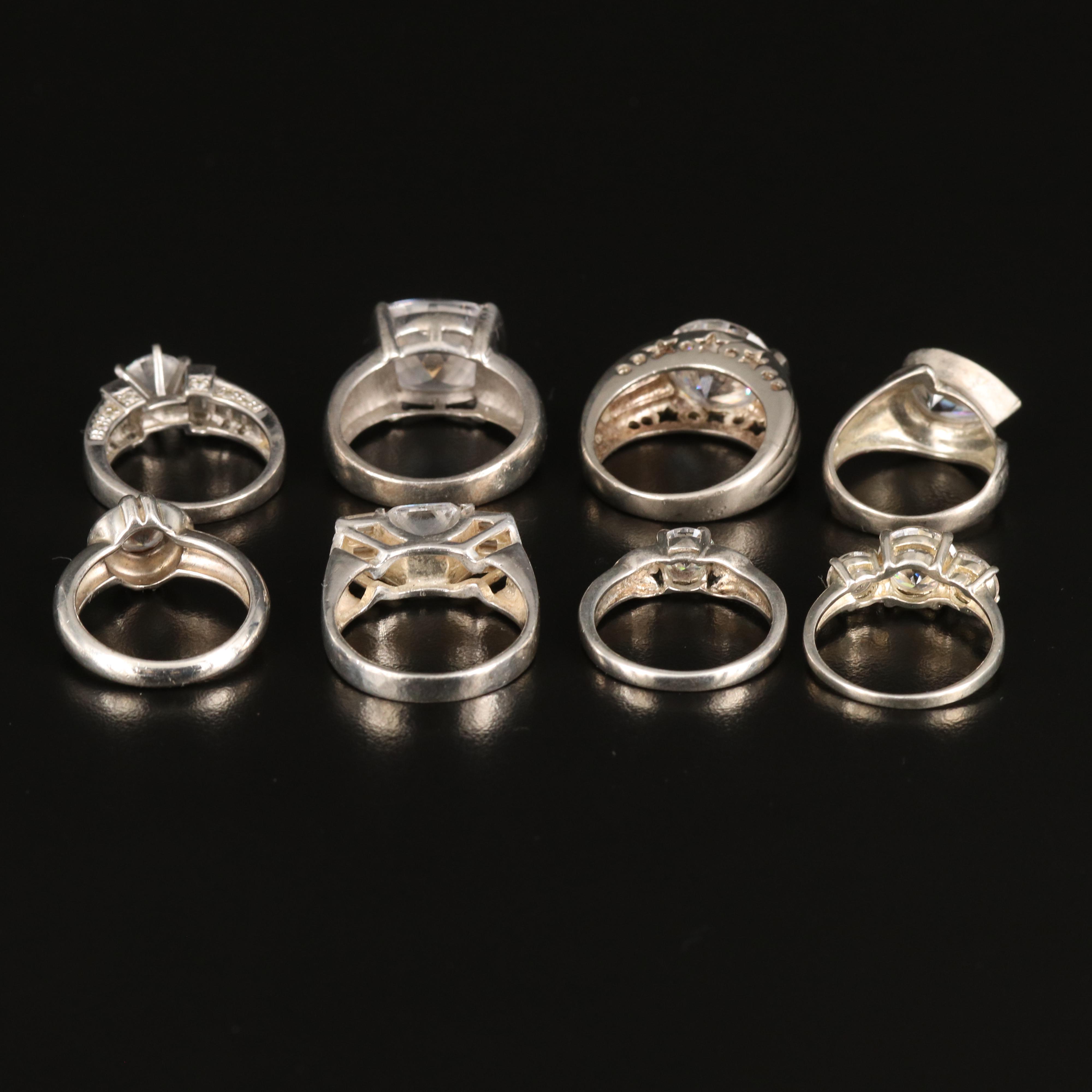 Sterling Ring Collection Including Cubic Zirconia and Marcasite