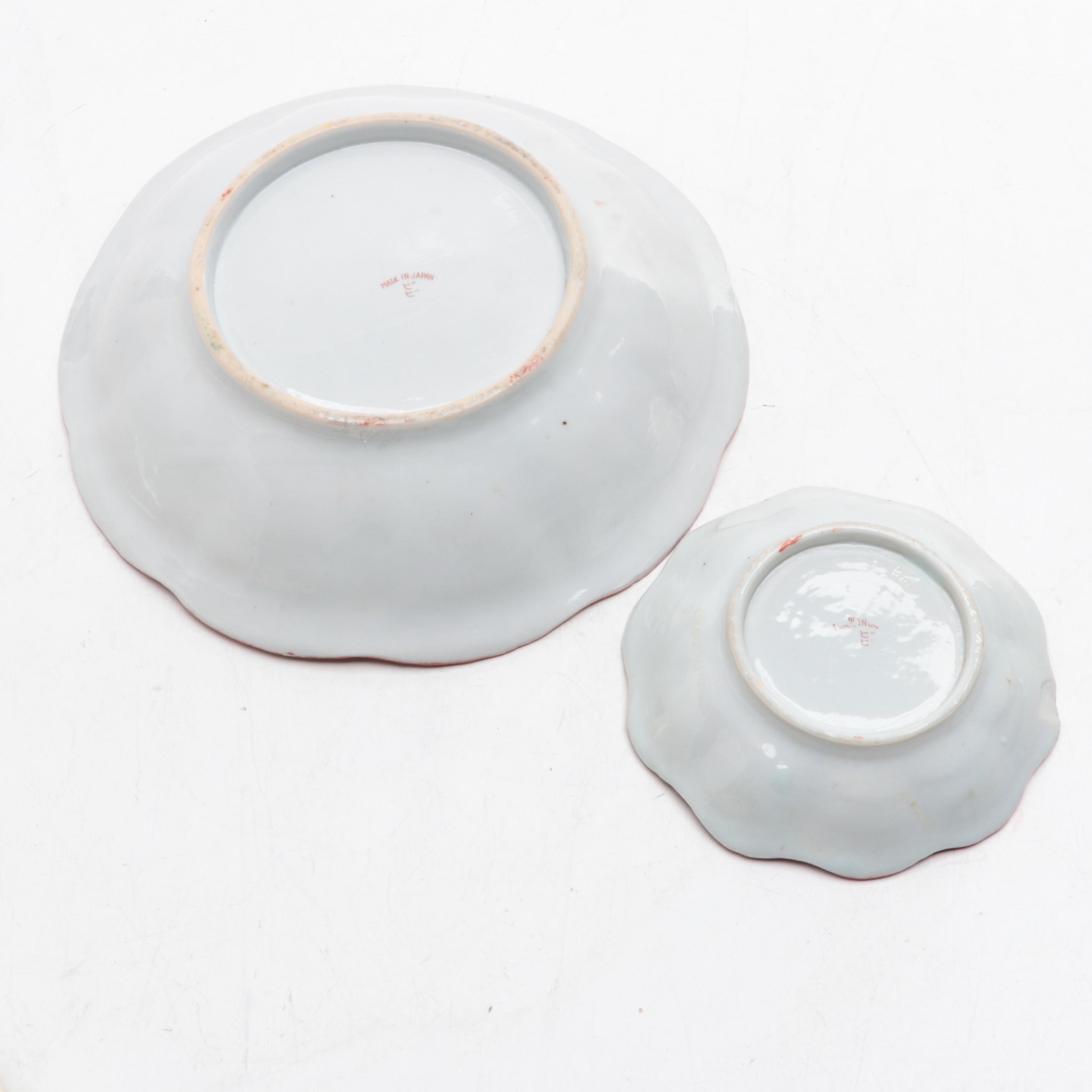 Japanese Kutani Porcelain Geisha Girl Bowls, Mid-20th Century