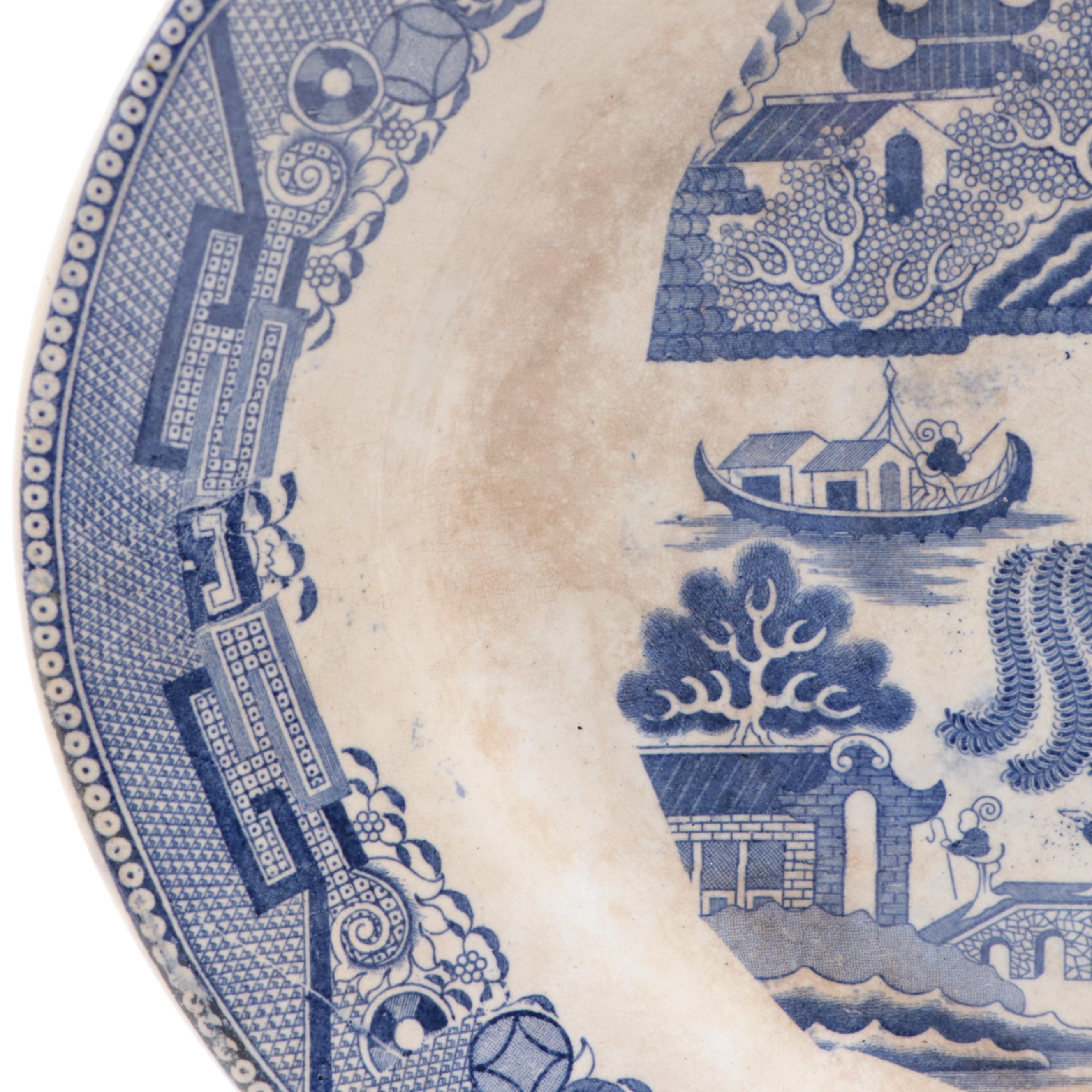 Malkin Edge & Co. English Earthenware Blue Willow Platter, 1871-1891