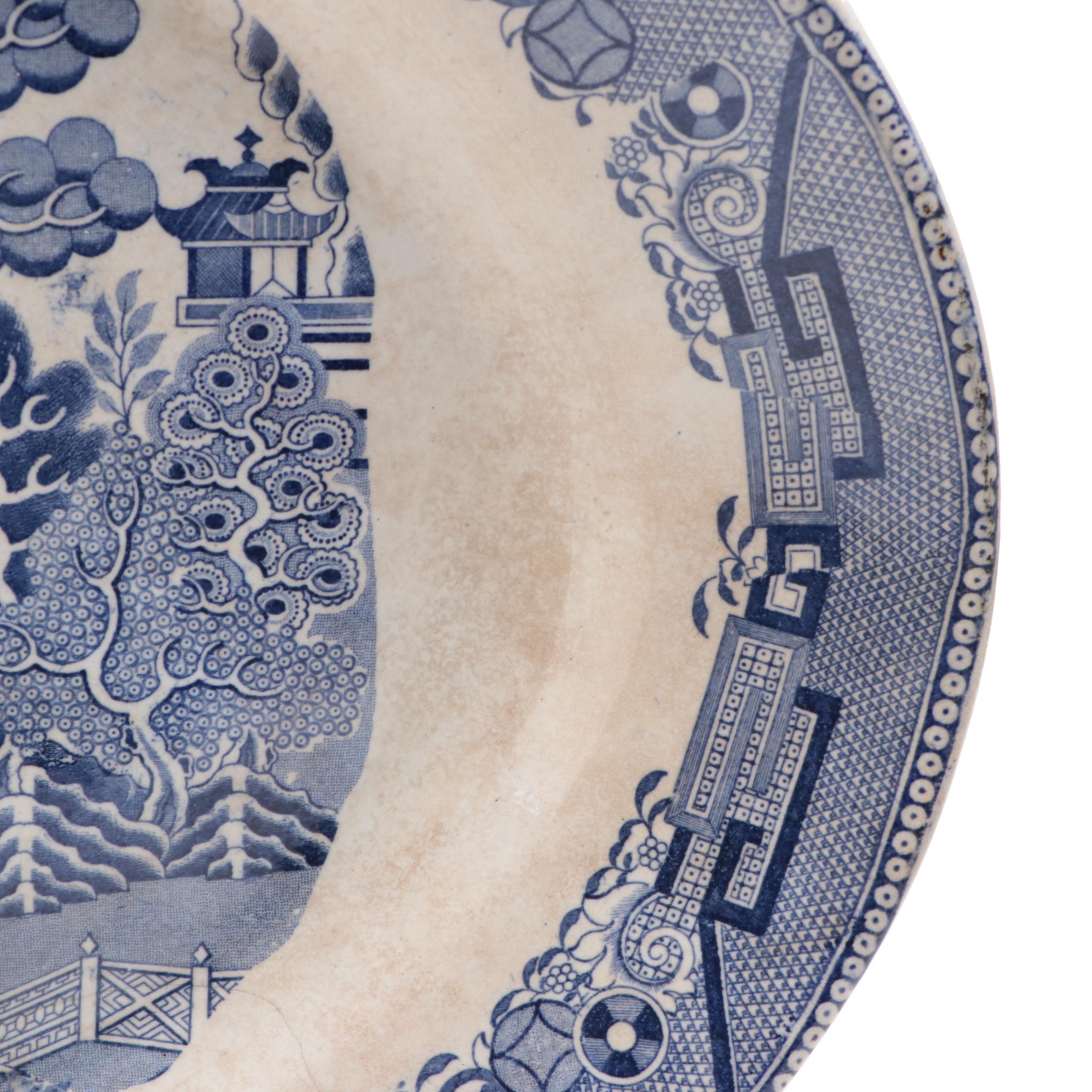 Malkin Edge & Co. English Earthenware Blue Willow Platter, 1871-1891