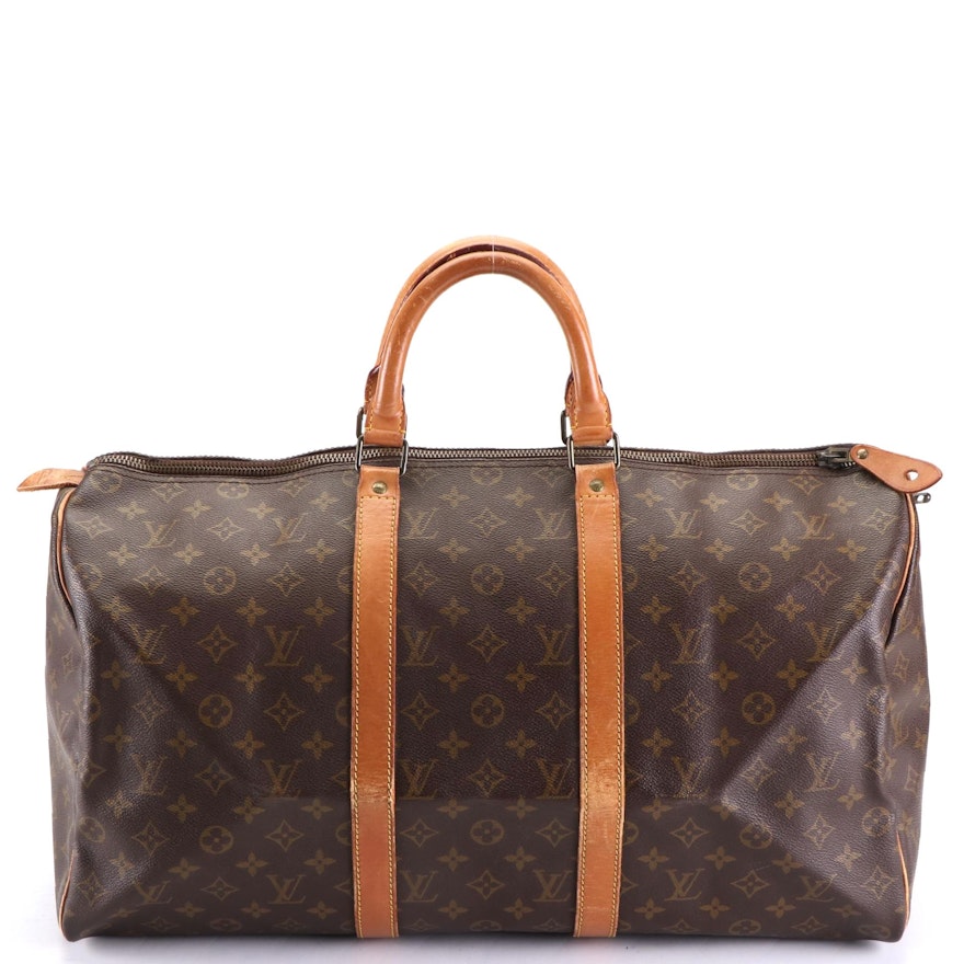 Louis Vuitton Keepall 50 in Monogram Canvas and Vachetta Leather