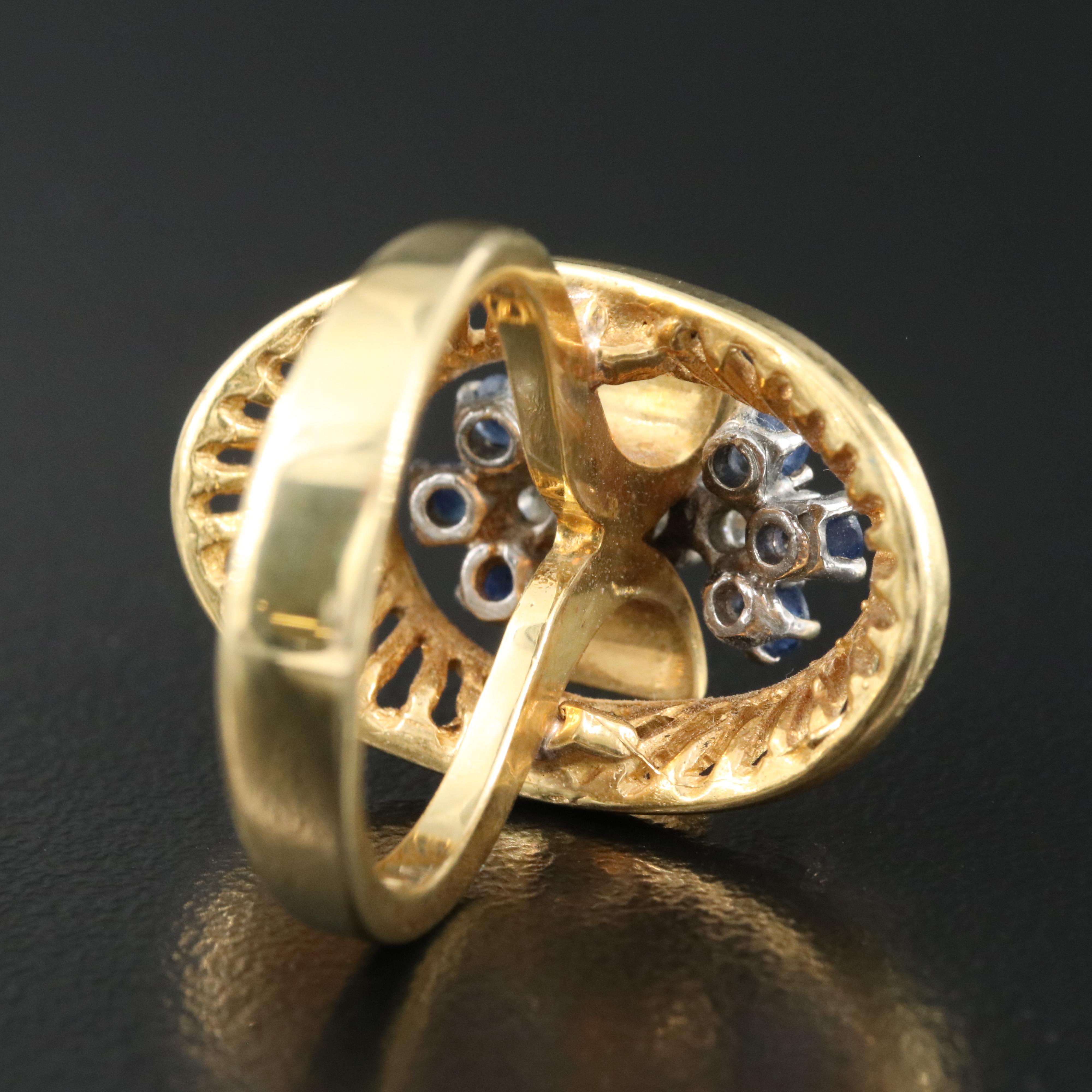 1950s Carl D Linstrom 18K 0.22 CTW Diamond and Sapphire Bow Ring