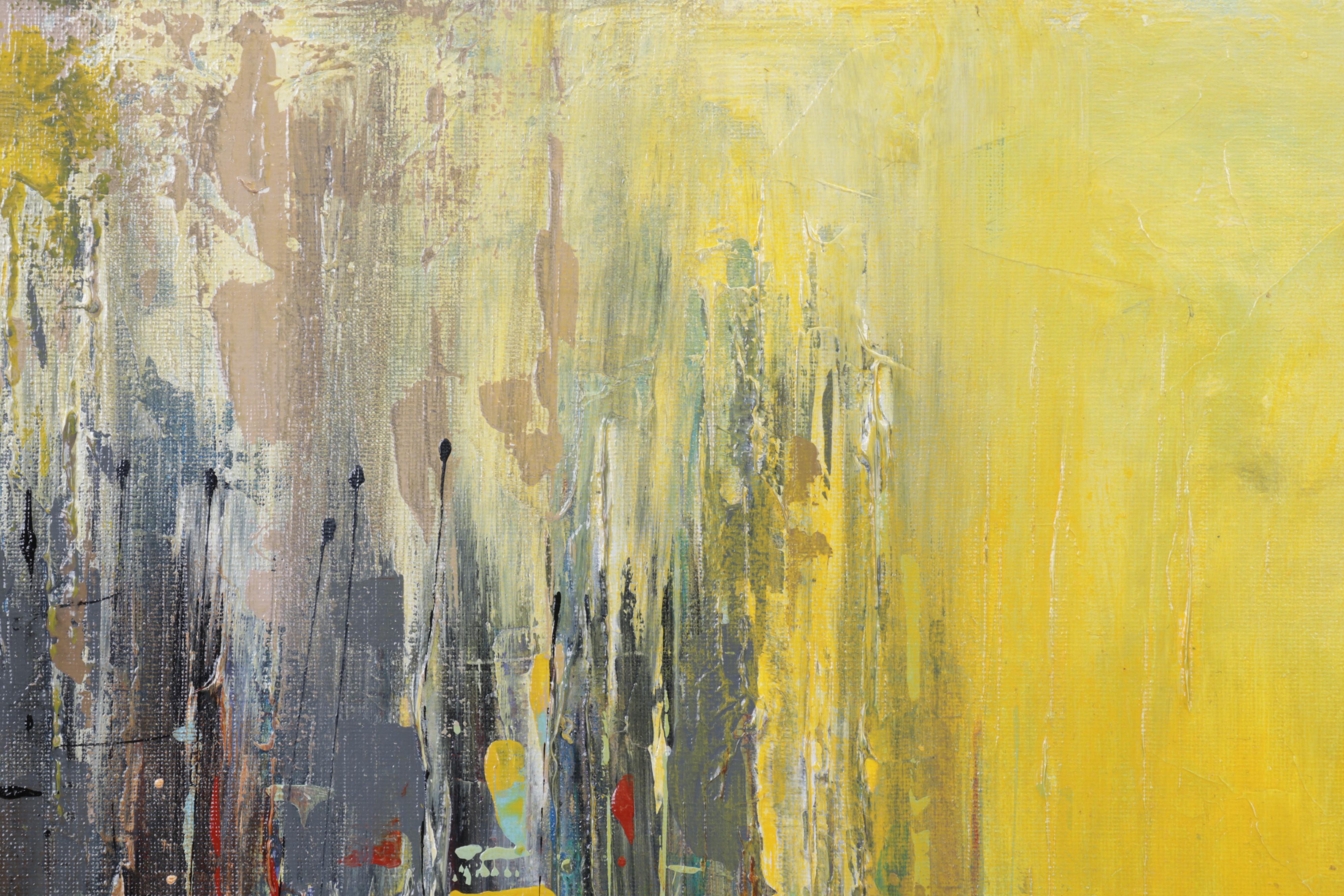 Farshad Lanjani Abstract City Street Acrylic Painting, 21st Century