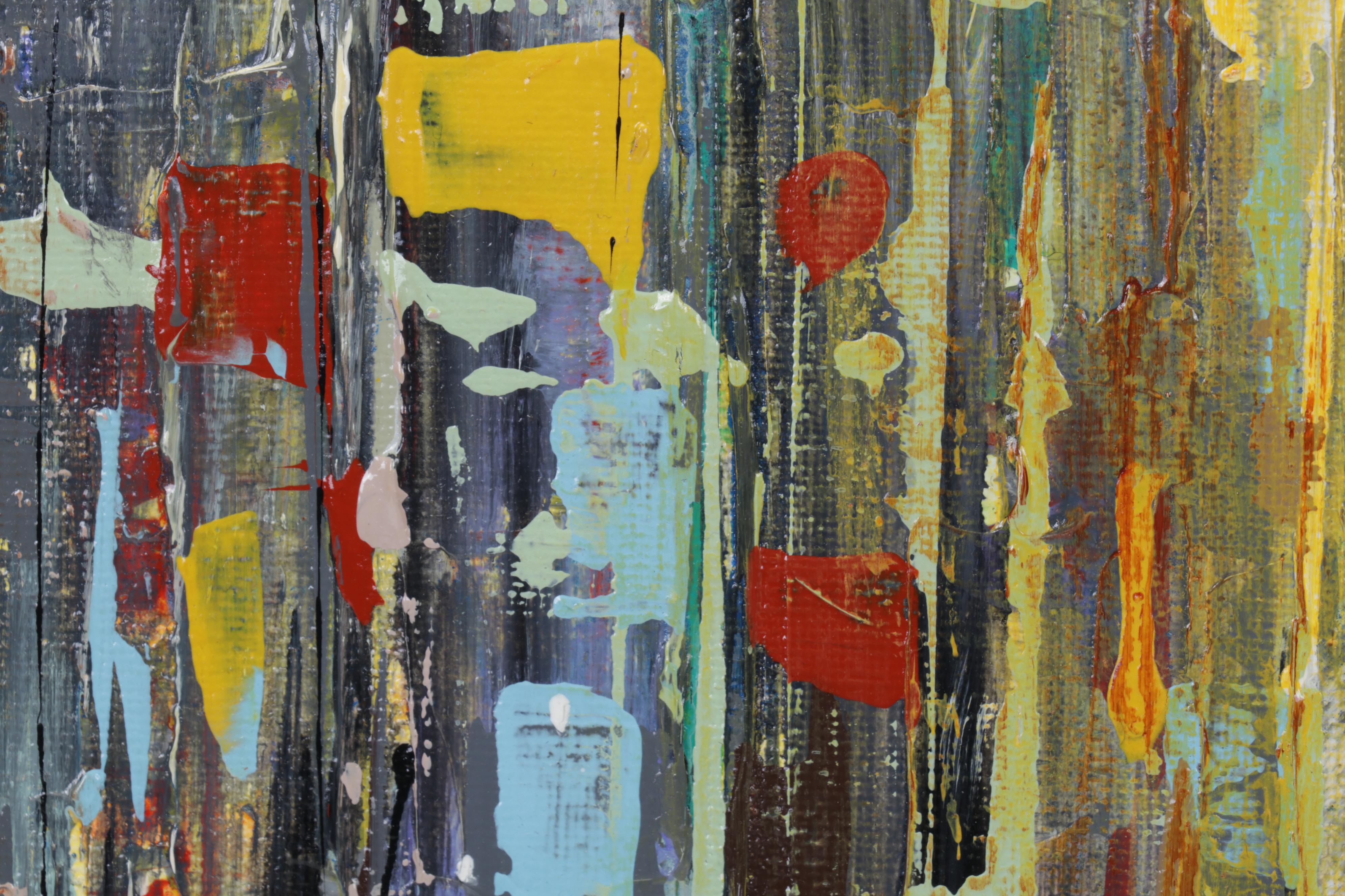 Farshad Lanjani Abstract City Street Acrylic Painting, 21st Century