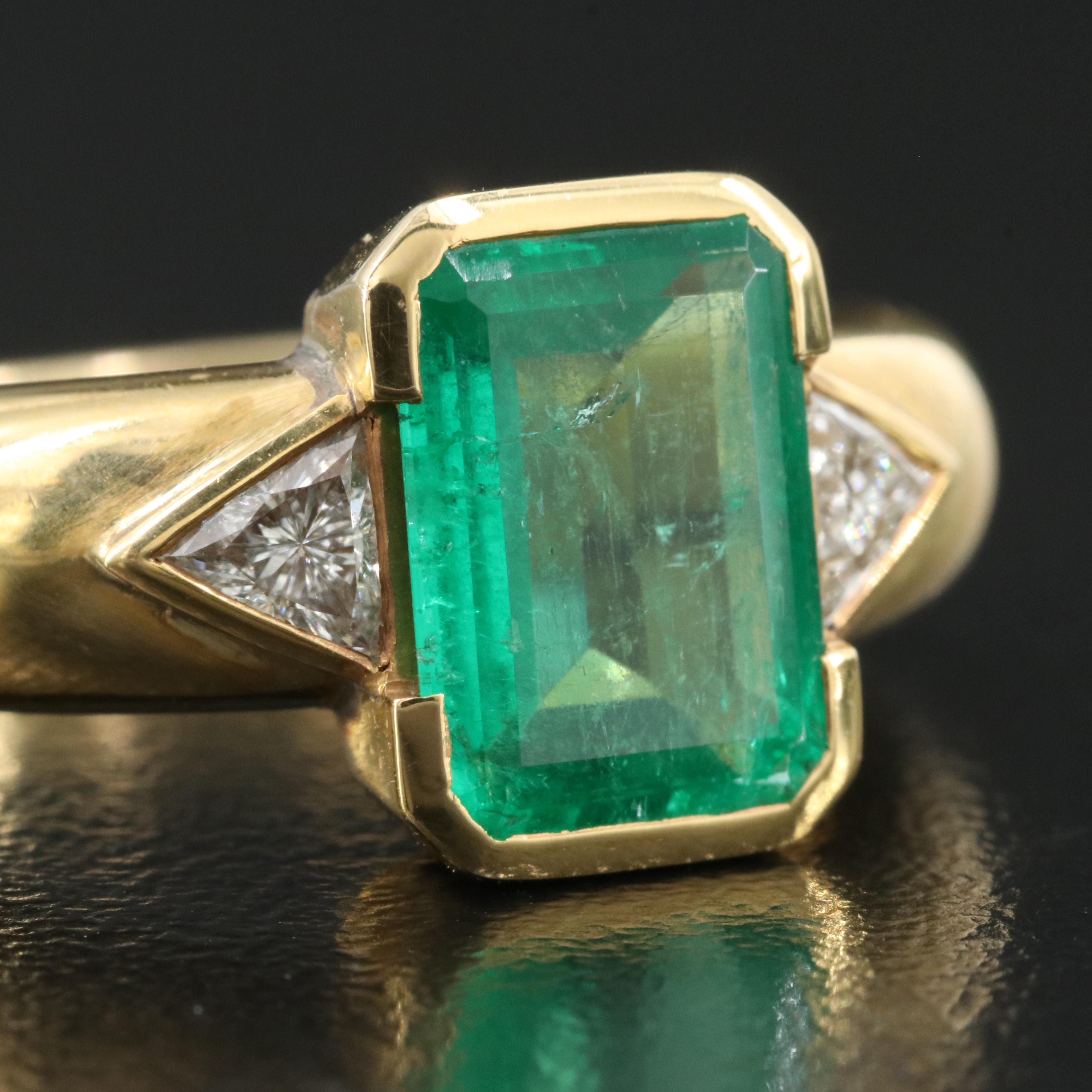 18K 2.11 CT Emerald and Diamond Ring