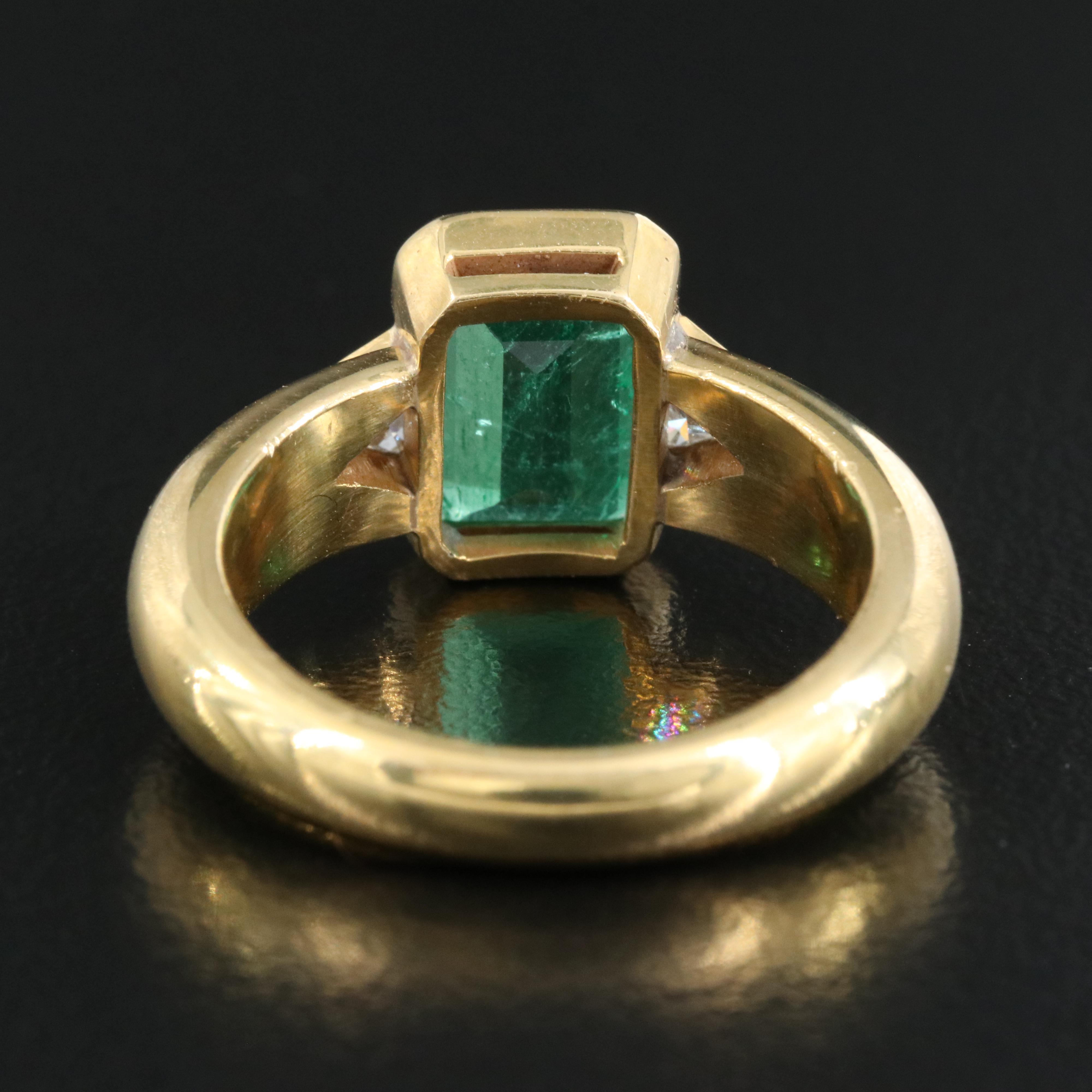 18K 2.11 CT Emerald and Diamond Ring