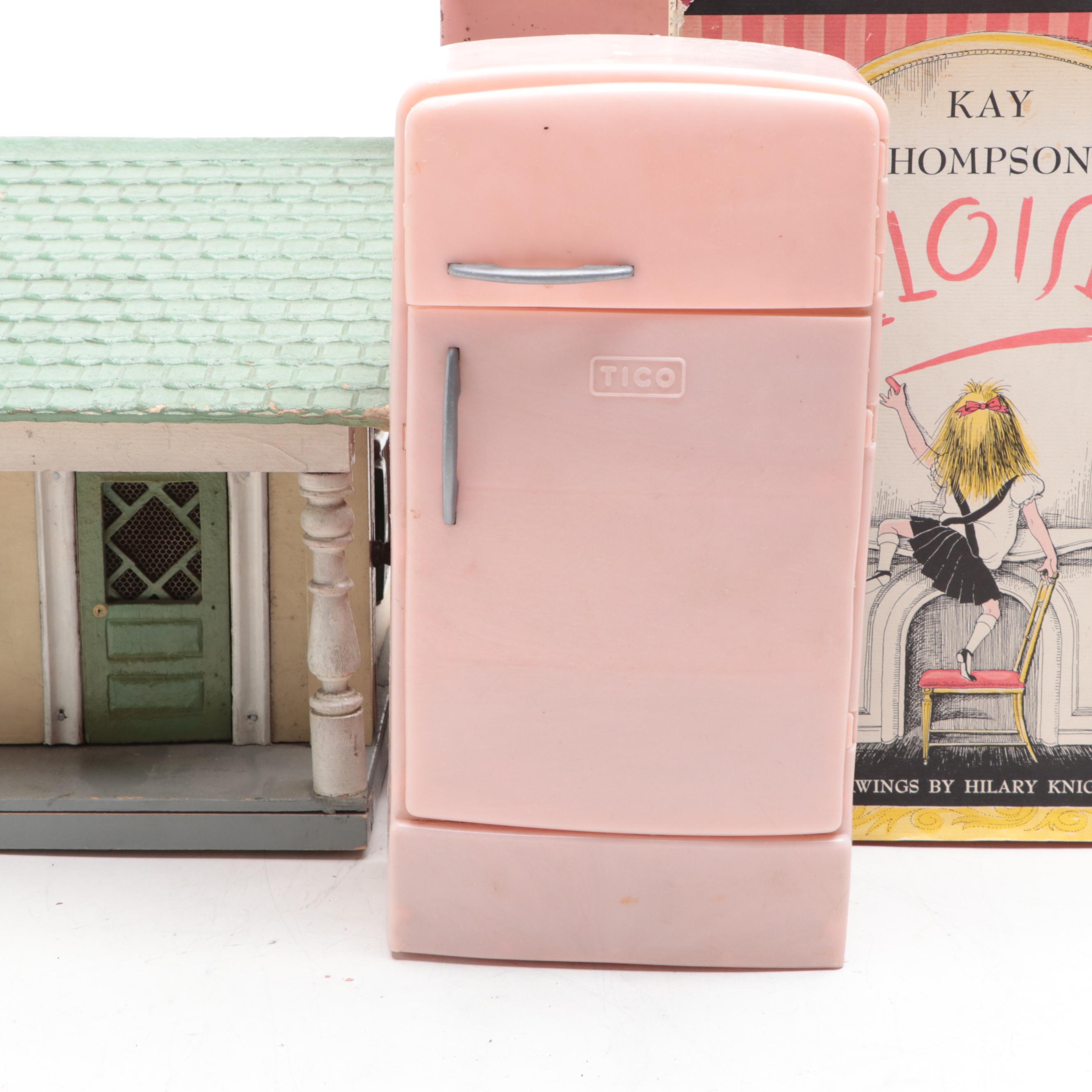 Wolverine Pink Metal Stove, Schoenhut Doll House, and Other Doll Furniture