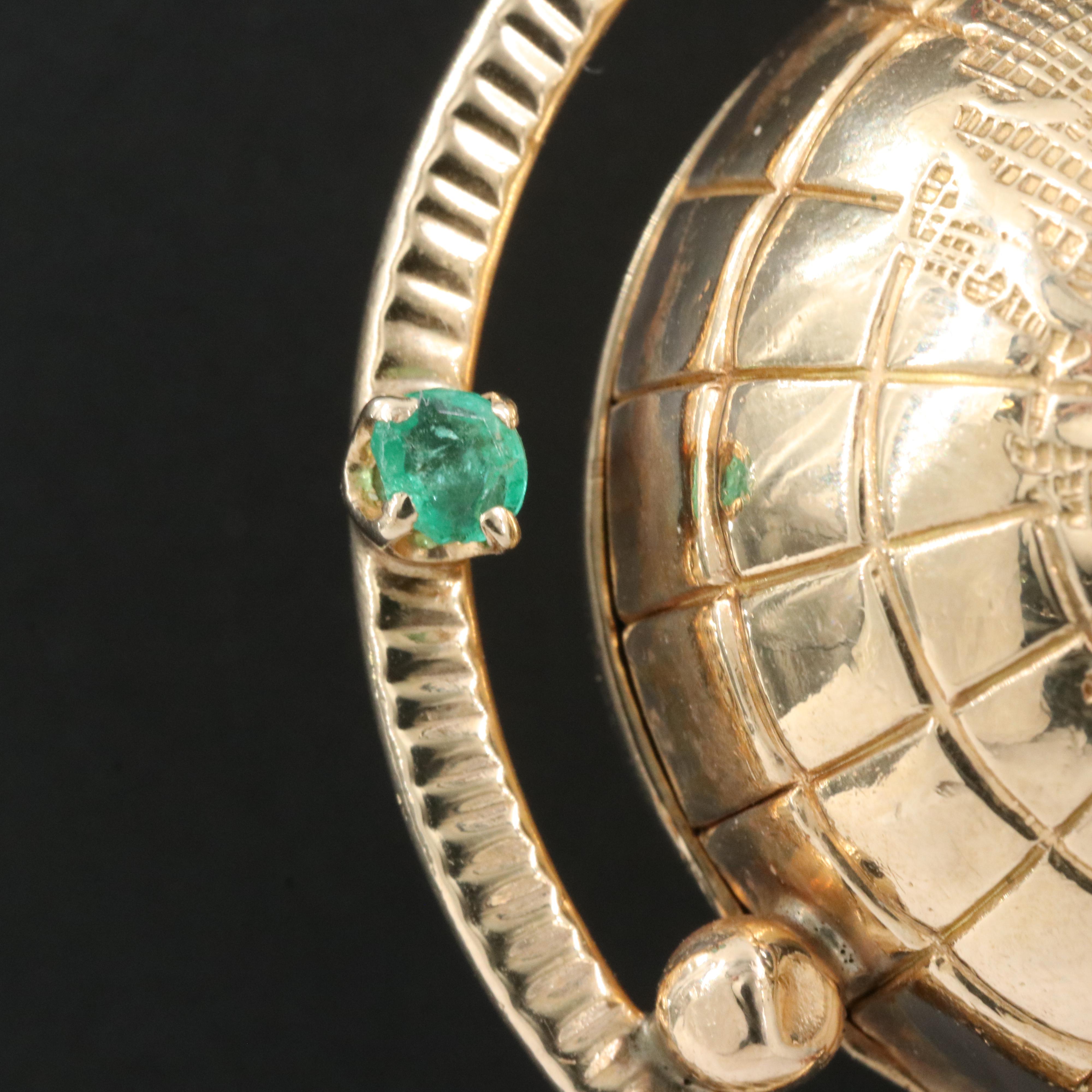 Vintage Jost 14K Ruby, Sapphire and Emerald Photo Globe Locket with 18K Accents